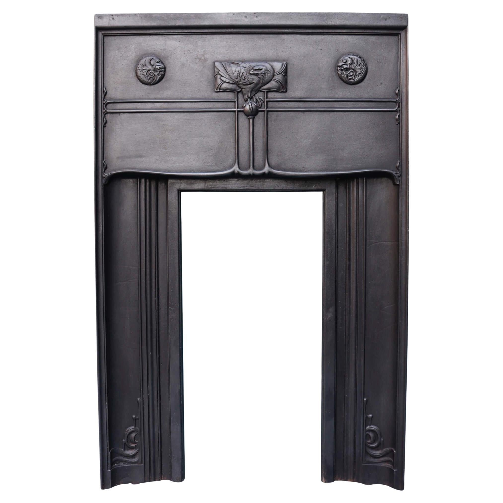 Art Nouveau Cast Iron Fire Mantel