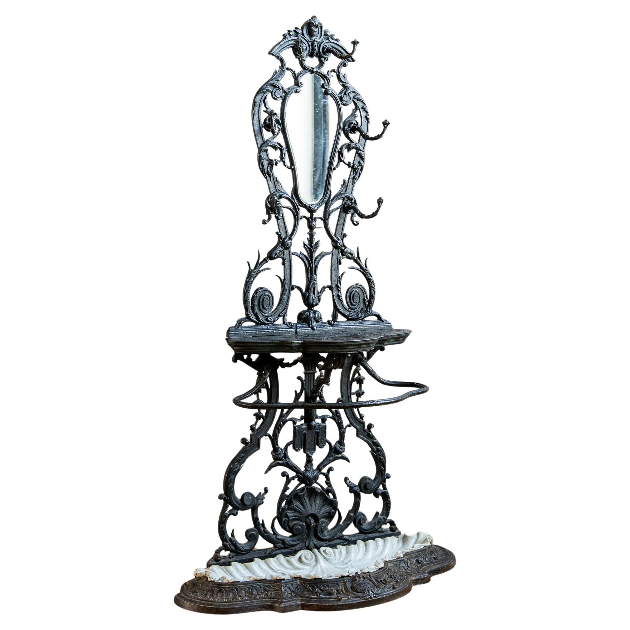Art Nouveau Cast Iron Hall Tree (Model No. 30) by Corneau Frères For Sale