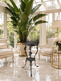 Art Nouveau Cast Iron Plant Stand with Chestnut Leaves, c. 1880-1890