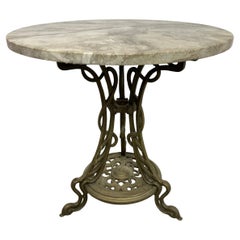Art nouveau cast iron table with marble top