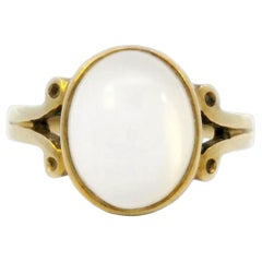 Anello con castone in oro giallo 14 carati Art Nouveau Catseye Moonstone