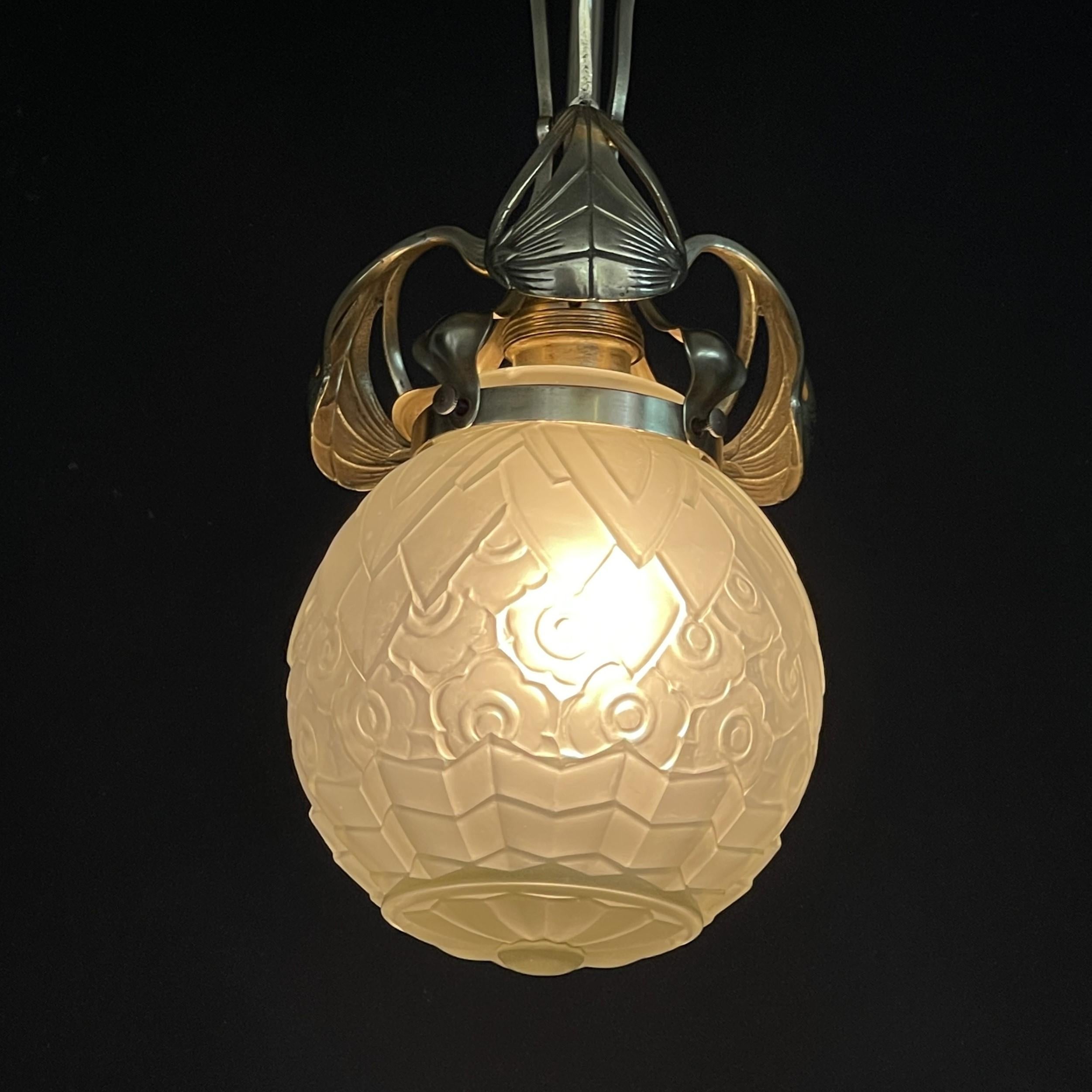 Jugendstil-Deckenlampe Bronze, 1900er Jahre 3