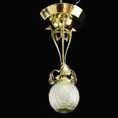 Jugendstil-Deckenlampe Bronze, 1900er Jahre