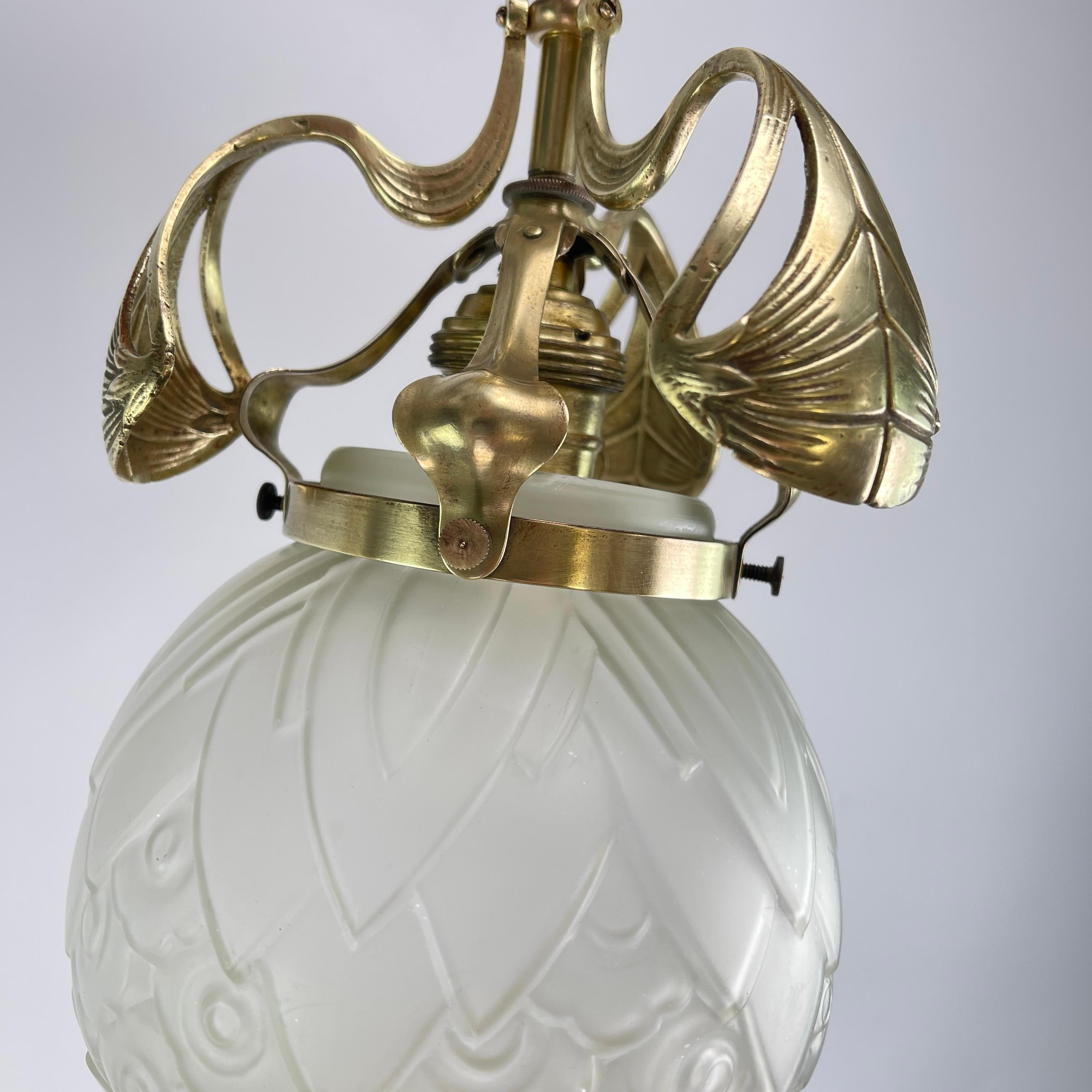 Jugendstil-Deckenlampe Bronze, 1900er Jahre im Zustand „Gut“ in Saarburg, RP