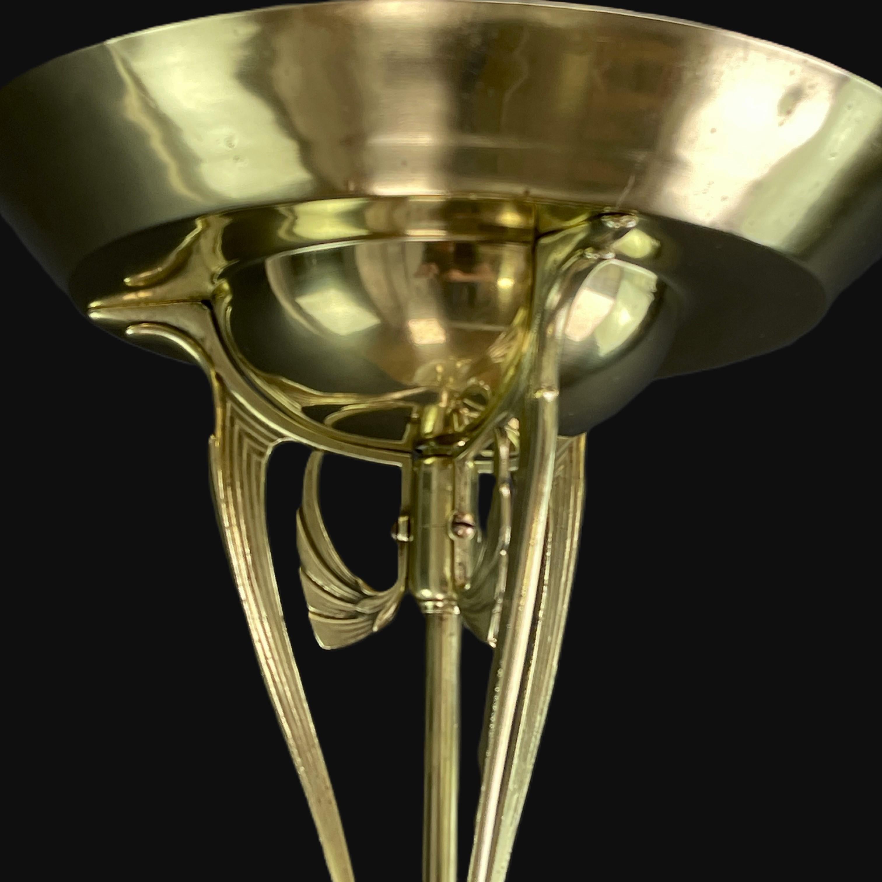 Jugendstil-Deckenlampe Bronze, 1900er Jahre (20. Jahrhundert)