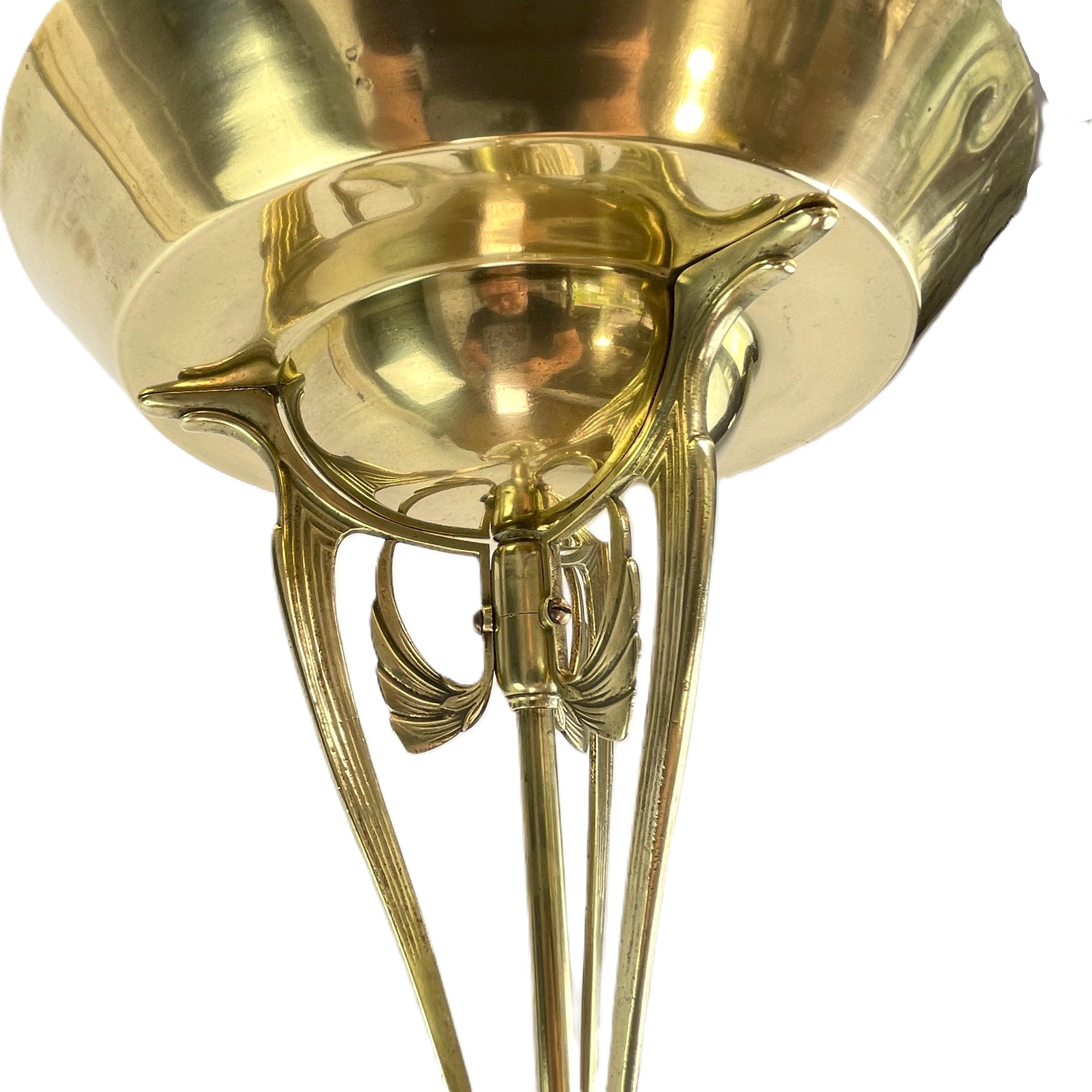 Jugendstil-Deckenlampe Bronze, 1900er Jahre (Messing)