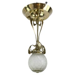 Jugendstil-Deckenlampe Bronze, 1900er Jahre