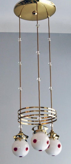 Art Nouveau Ceiling Lamp Chandelier Design Kolo Moser by Bakalowits, Vienna 1910