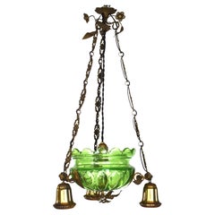 Jugendstil-Deckenleuchte aus Uranglas