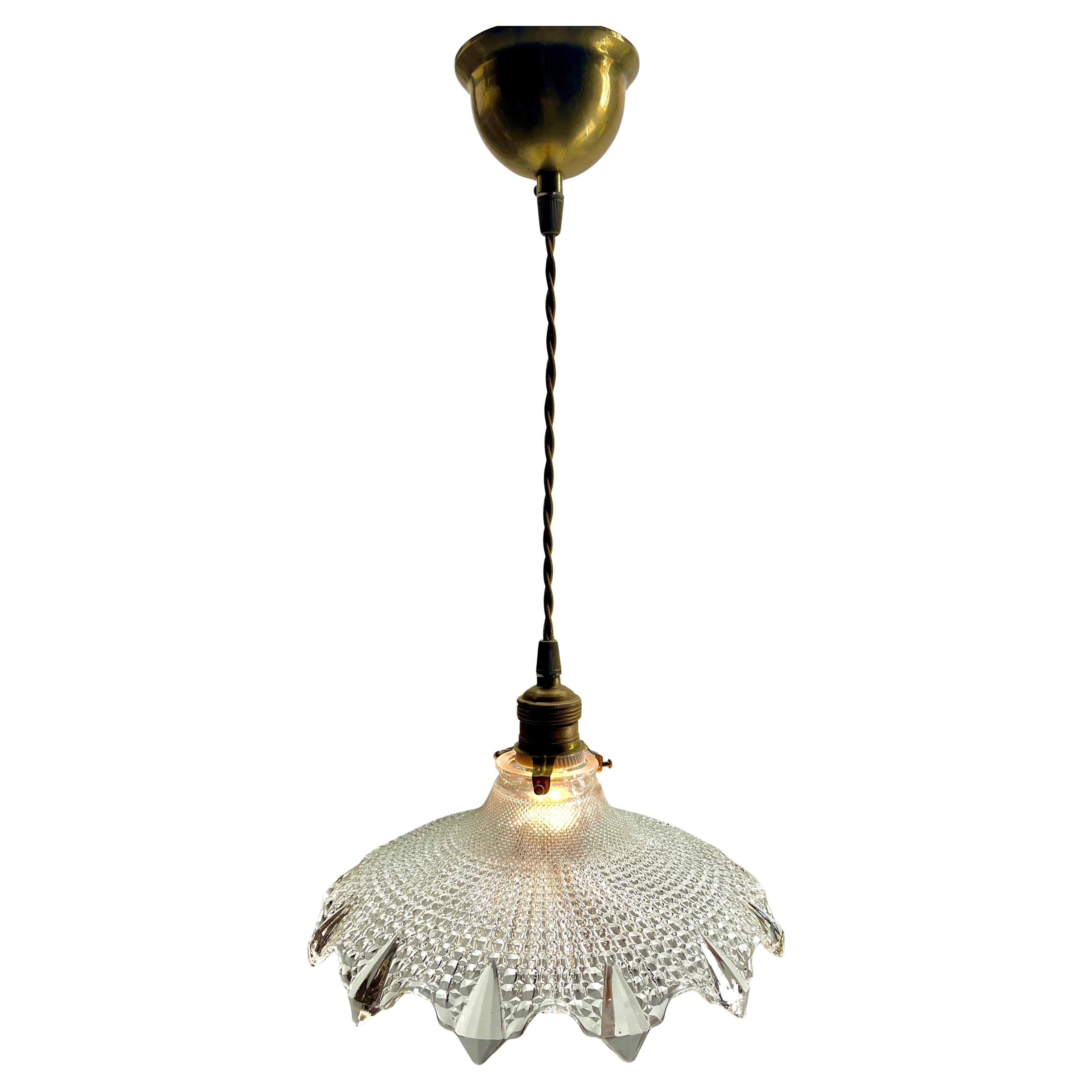 Belga Lampada da soffitto Art Nouveau, Scailmont Belgio, paralume in vetro, anni '30 in vendita