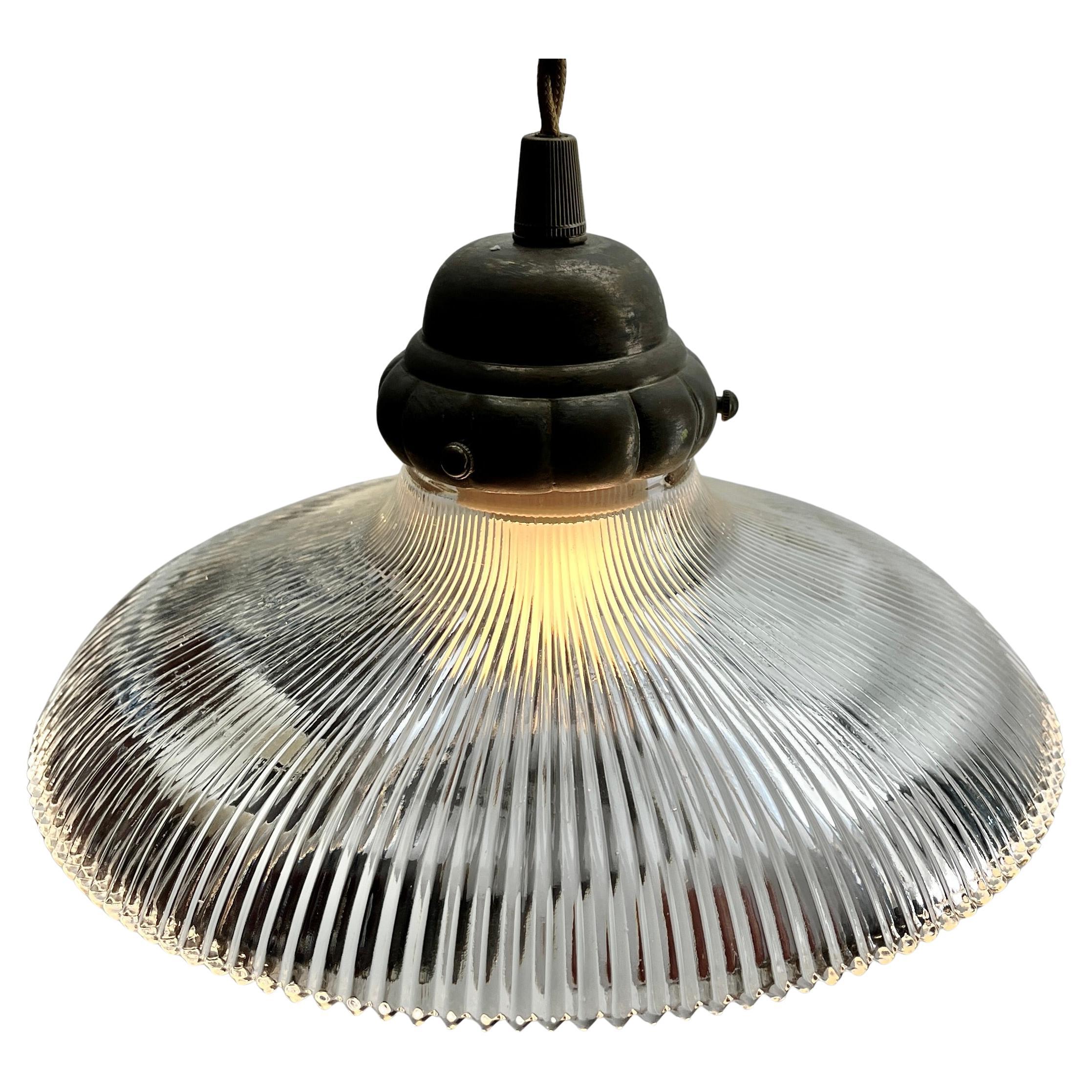 Hand-Crafted Art Nouveau Ceiling Lamp, Scailmont Belgium Glass Shade, 1930s For Sale