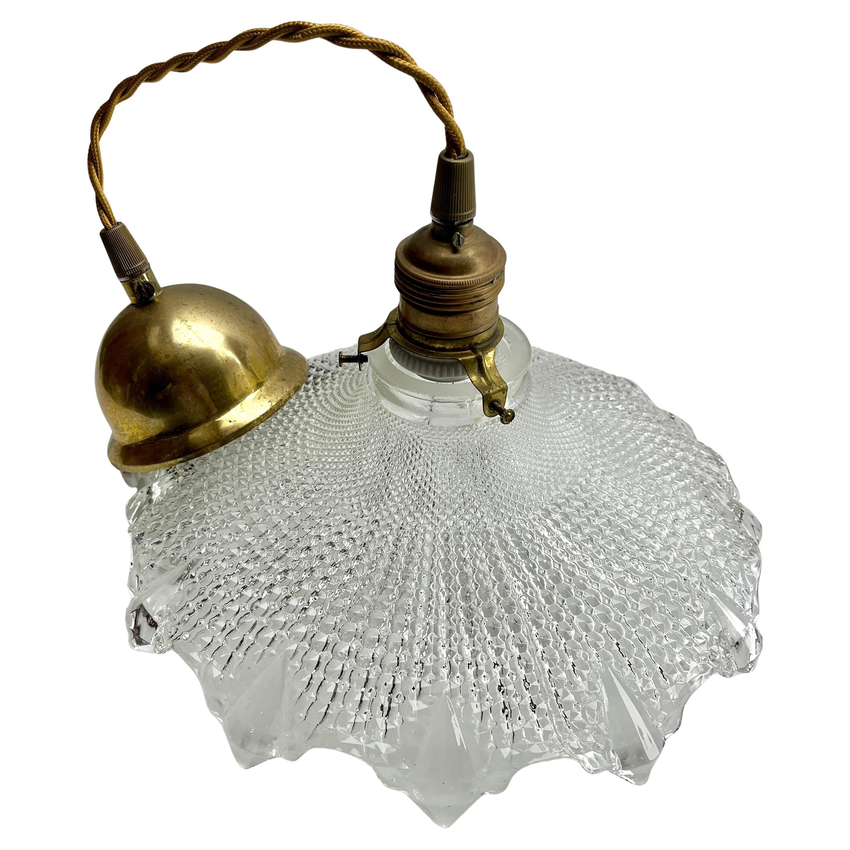 Metà XX secolo Lampada da soffitto Art Nouveau, Scailmont Belgio, paralume in vetro, anni '30 in vendita