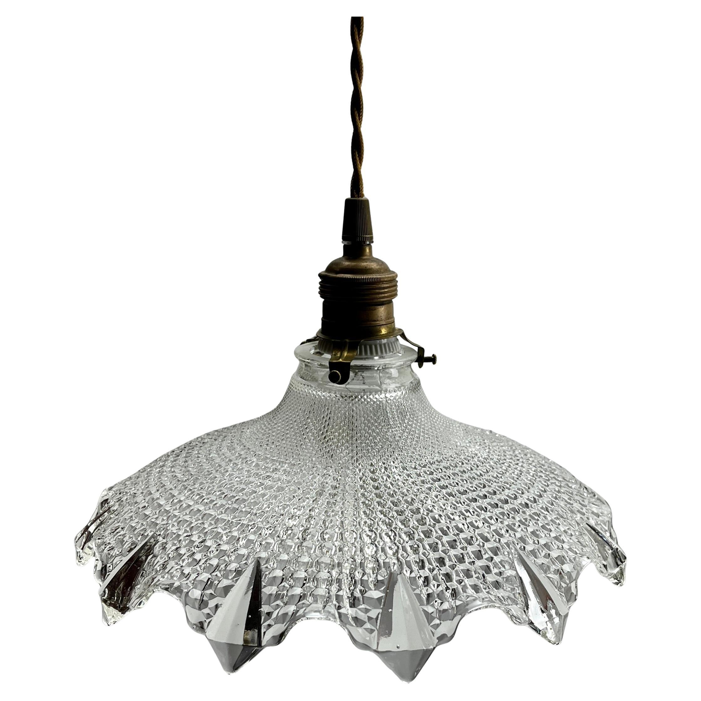 Lampada da soffitto Art Nouveau, Scailmont Belgio, paralume in vetro, anni '30 in vendita 2