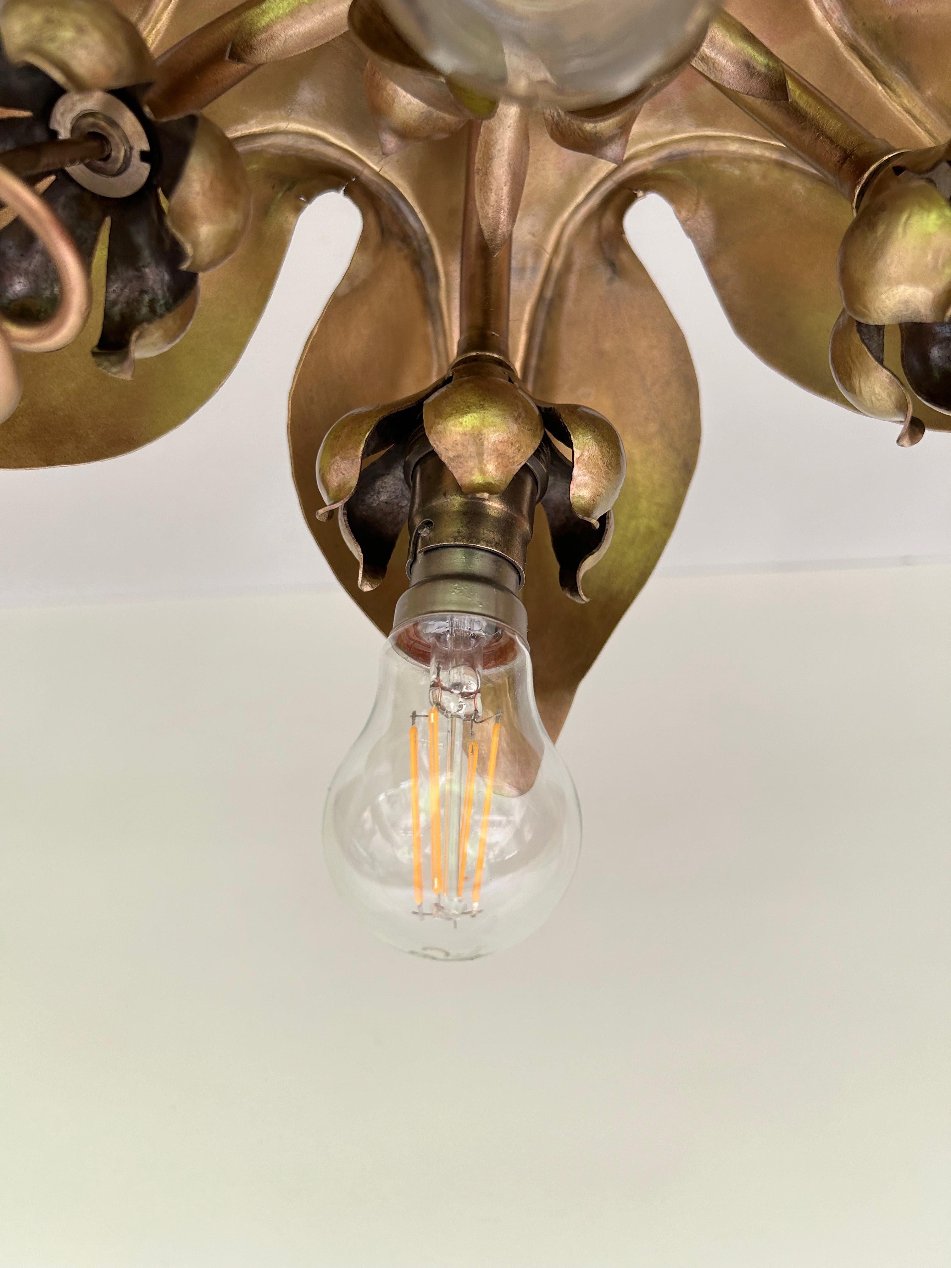 Art Nouveau Lampada da soffitto a sospensione in stile liberty nel gusto di Was Benson in vendita