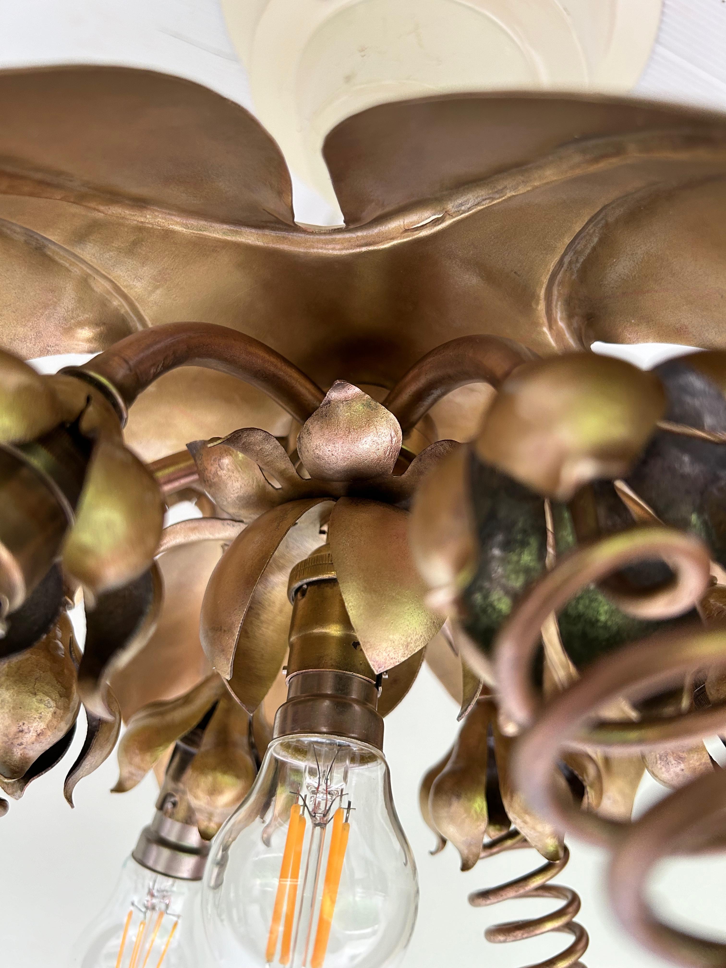 Rame Lampada da soffitto a sospensione in stile liberty nel gusto di Was Benson in vendita