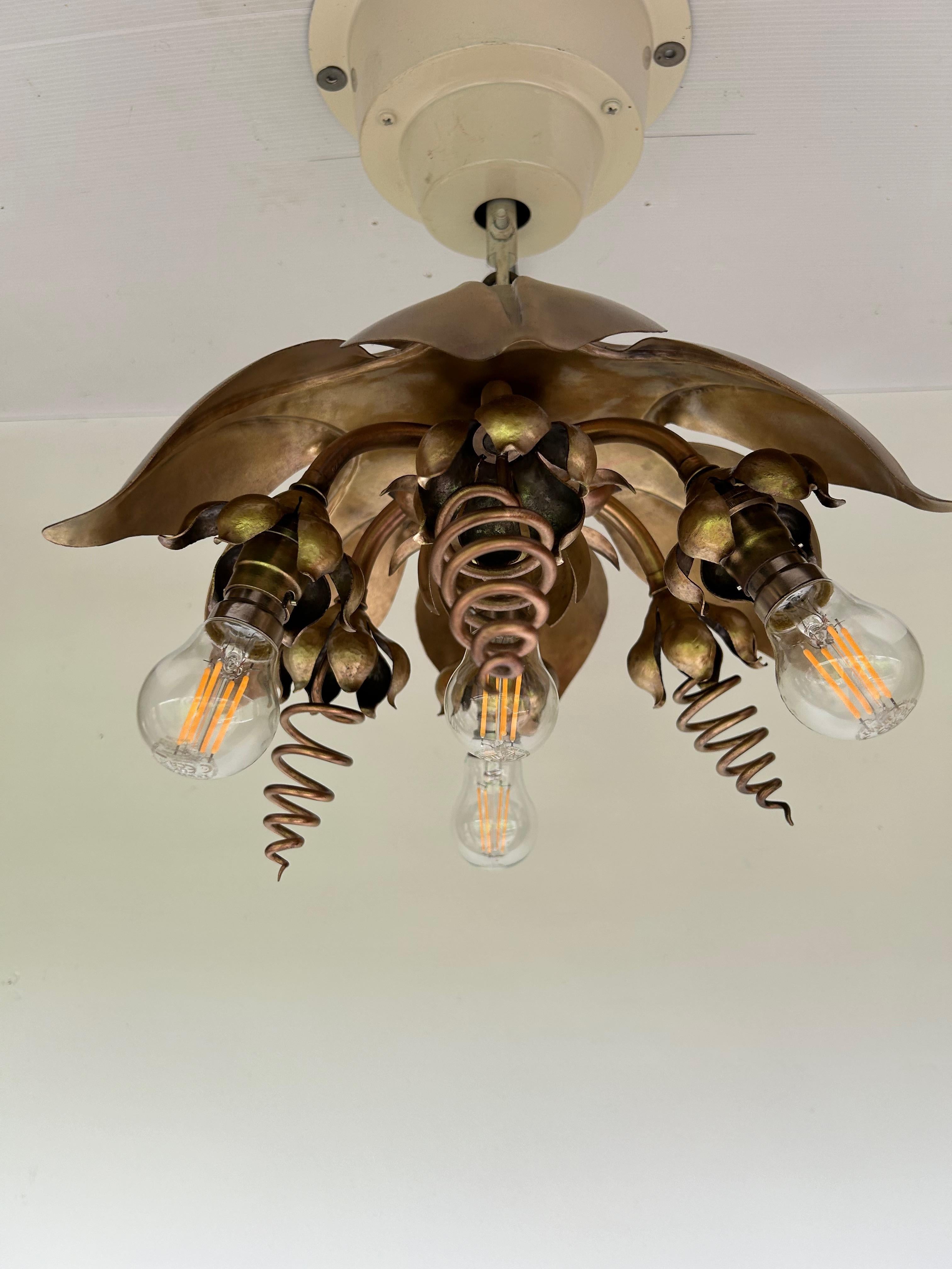 Rame Lampada da soffitto a sospensione in stile liberty nel gusto di Was Benson in vendita
