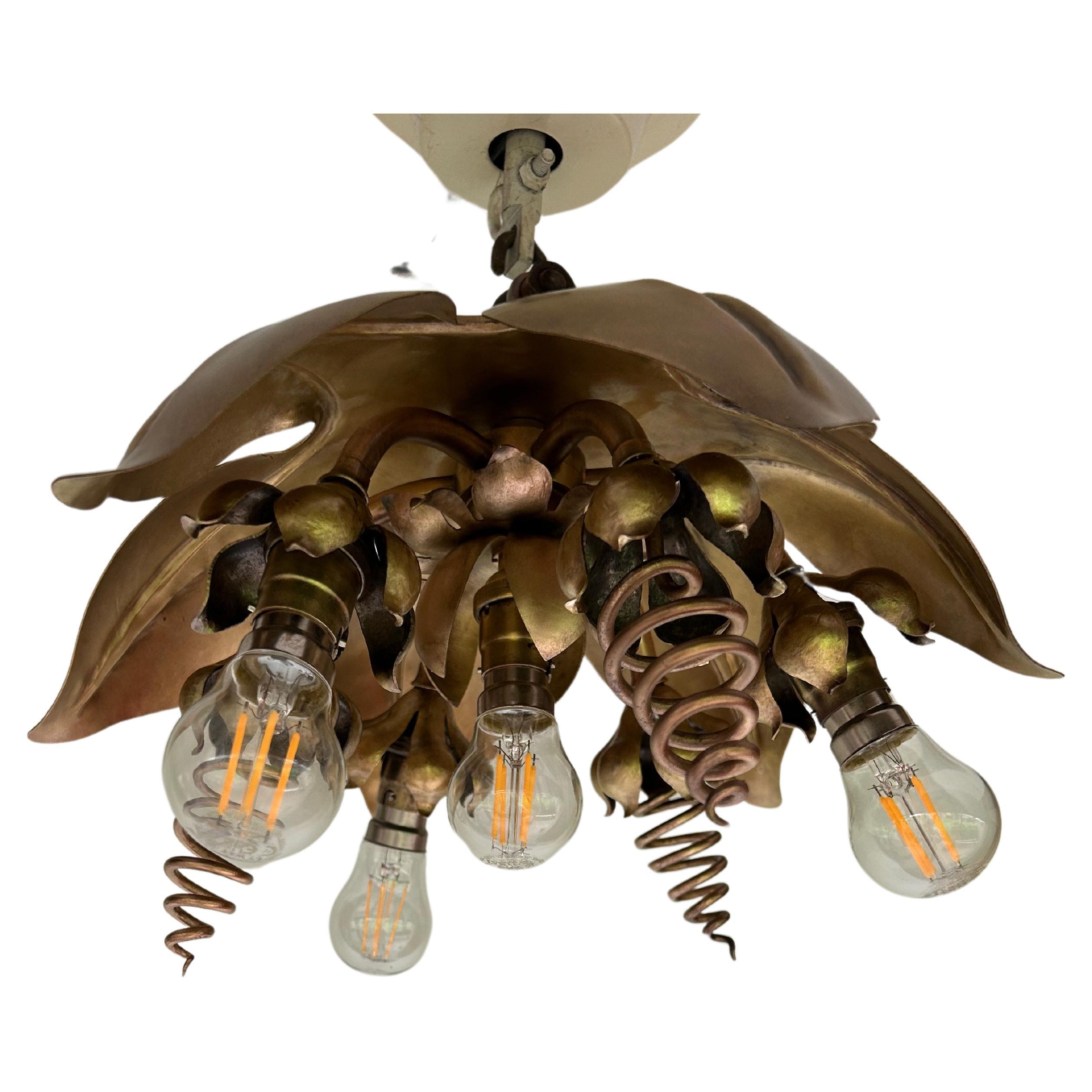 Art Nouveau Ceiling Lamp Suspension In The Taste Of Was Benson