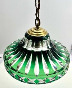 Lampada da soffitto Art Nouveau, Val Saint Lambert Belgio, paralume in cristallo, anni '30