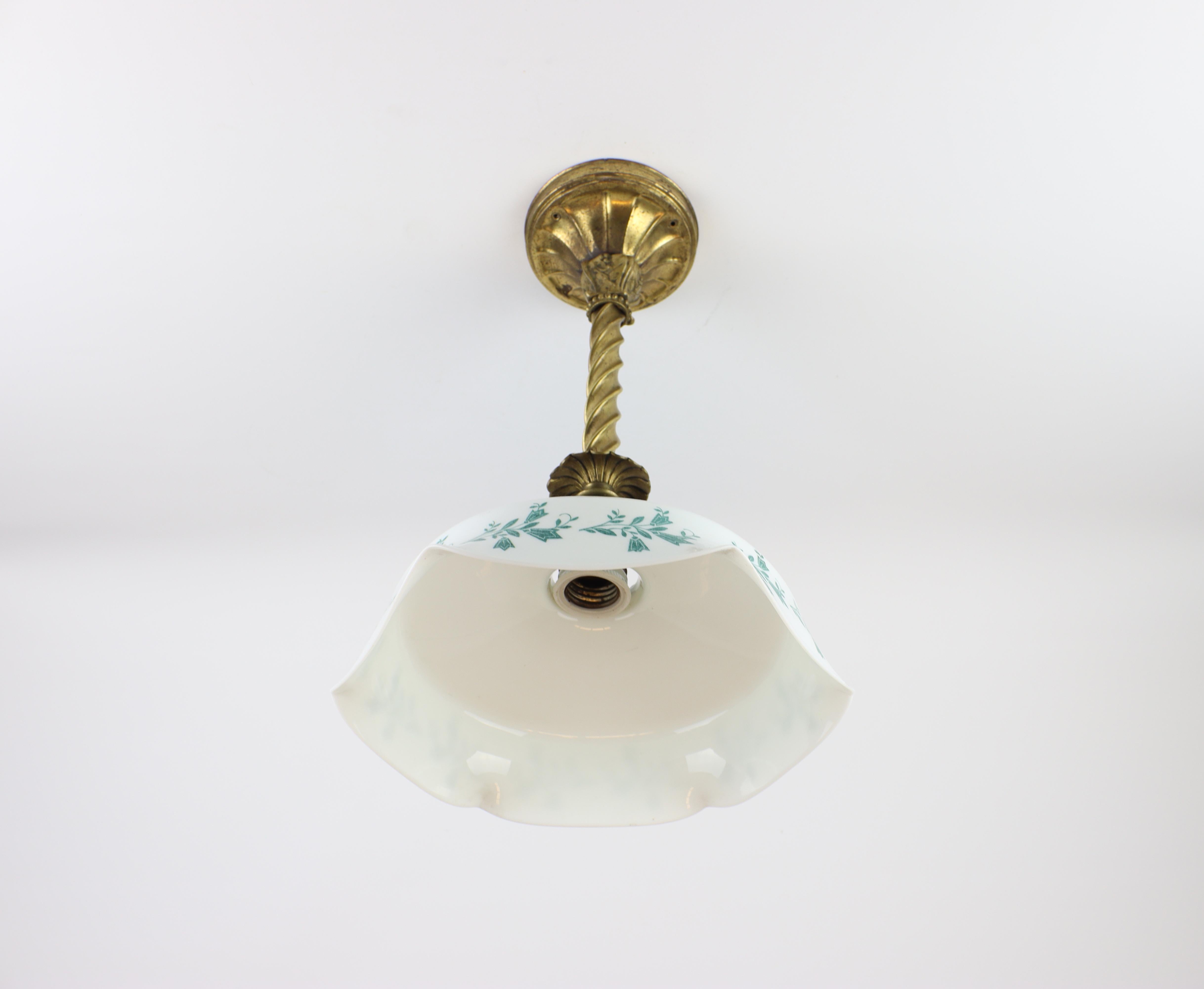 Early 20th Century Art Nouveau Ceiling Lamp with Decorative Holder For Sale