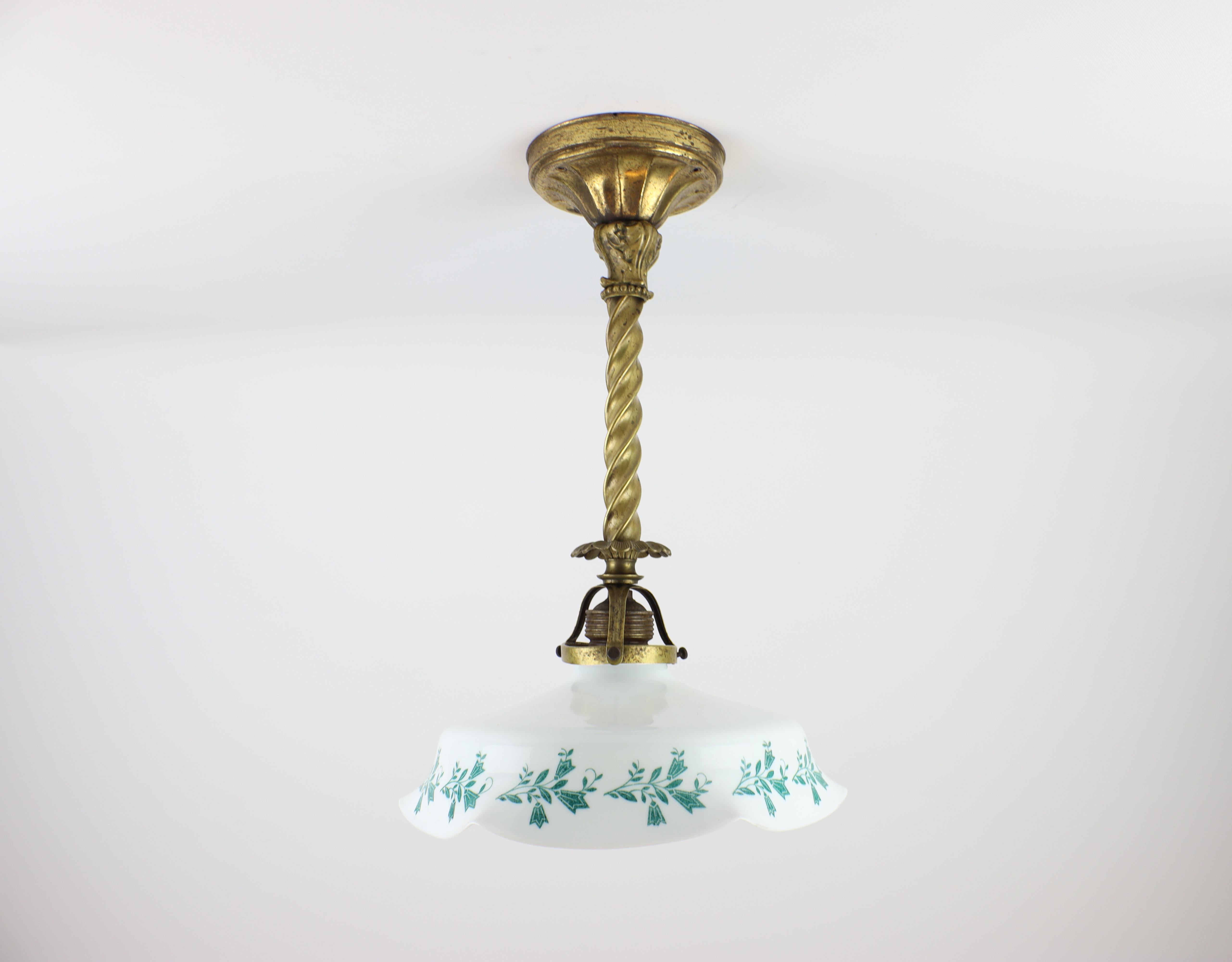 Art Nouveau Ceiling Lamp with Decorative Holder For Sale 1