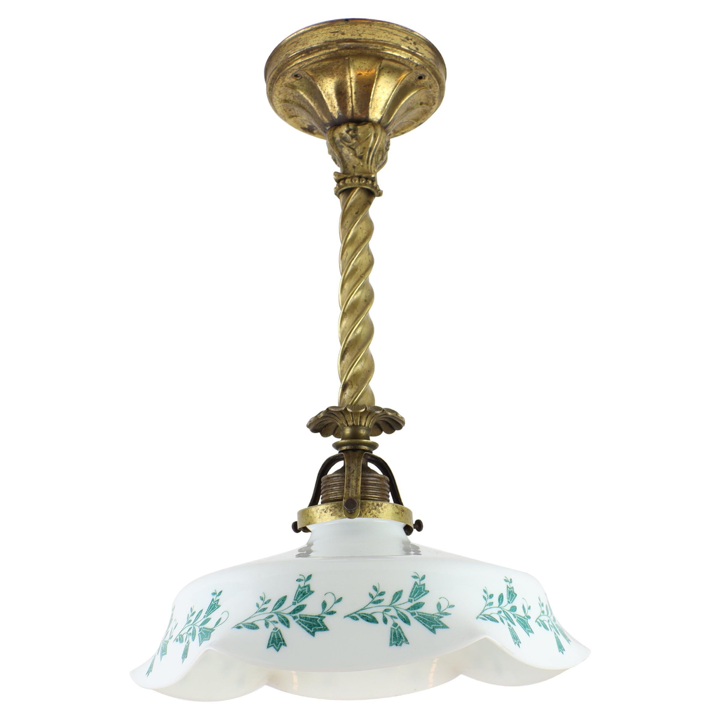 Art Nouveau Ceiling Lamp with Decorative Holder For Sale
