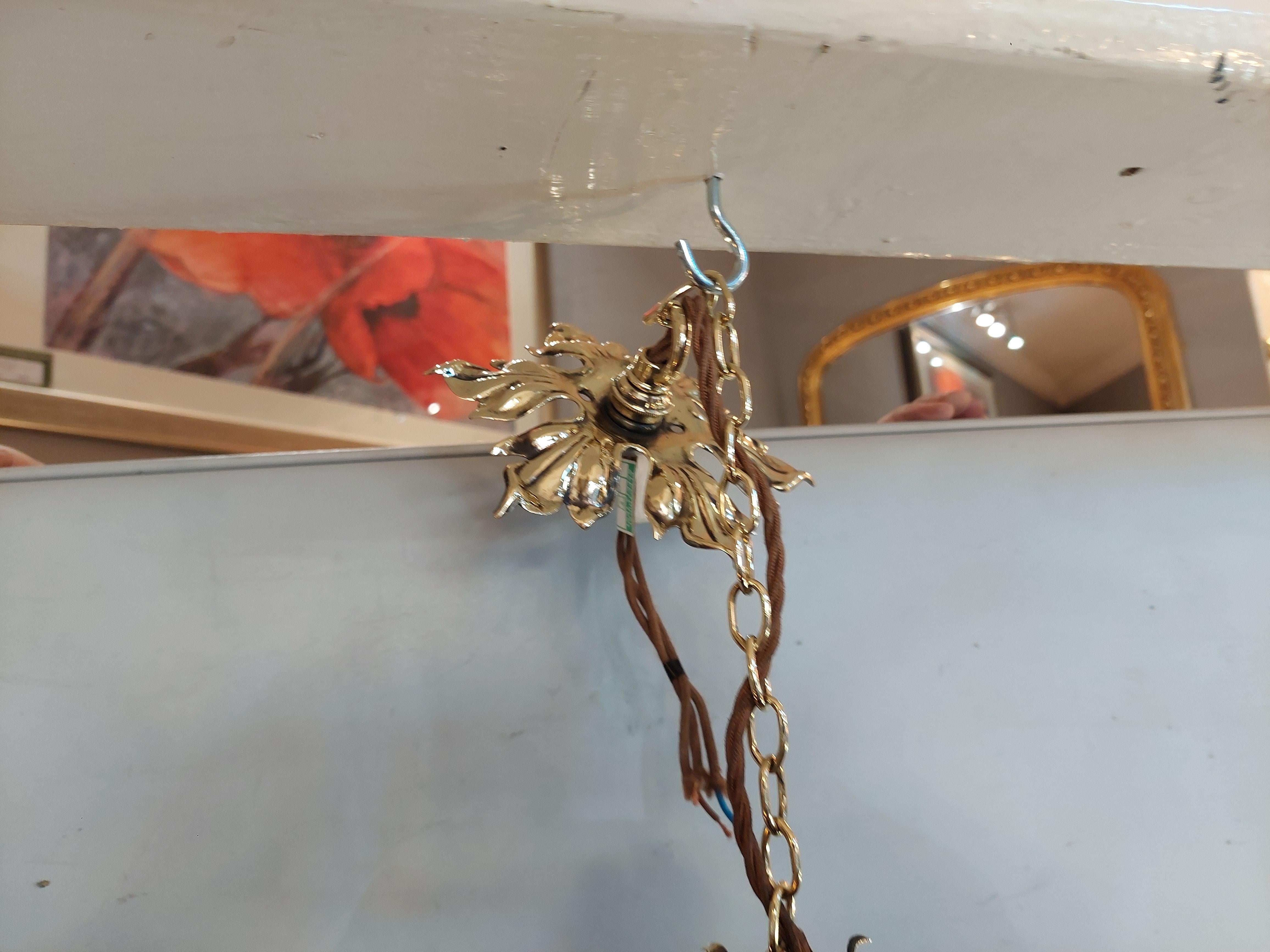 Art Nouveau Ceiling Lamp with Green Glass Bulb en venta 4