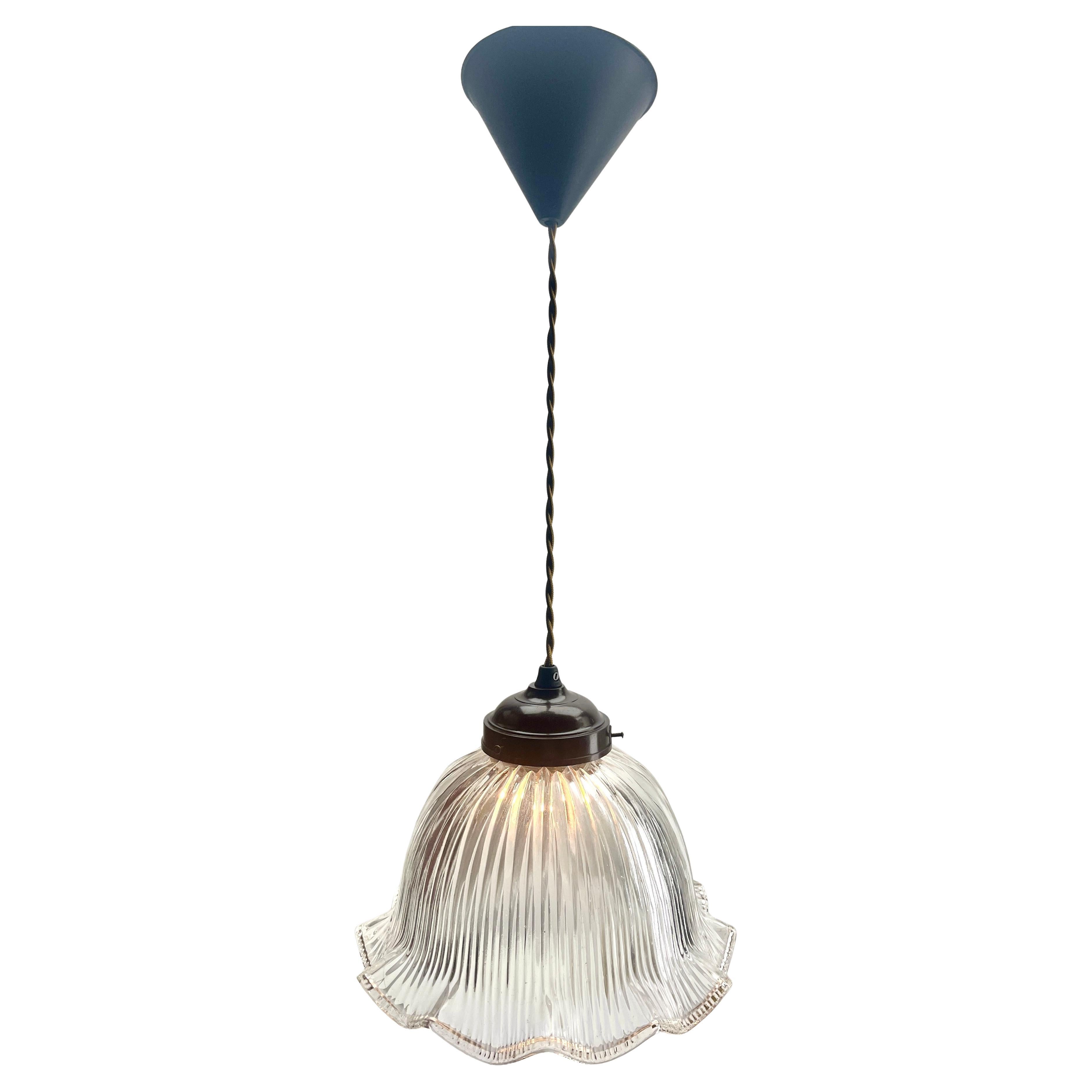 Belgian Art Nouveau Ceiling Lamps Set of 4 Scailmont Belgium Glass Shades, 1930s For Sale