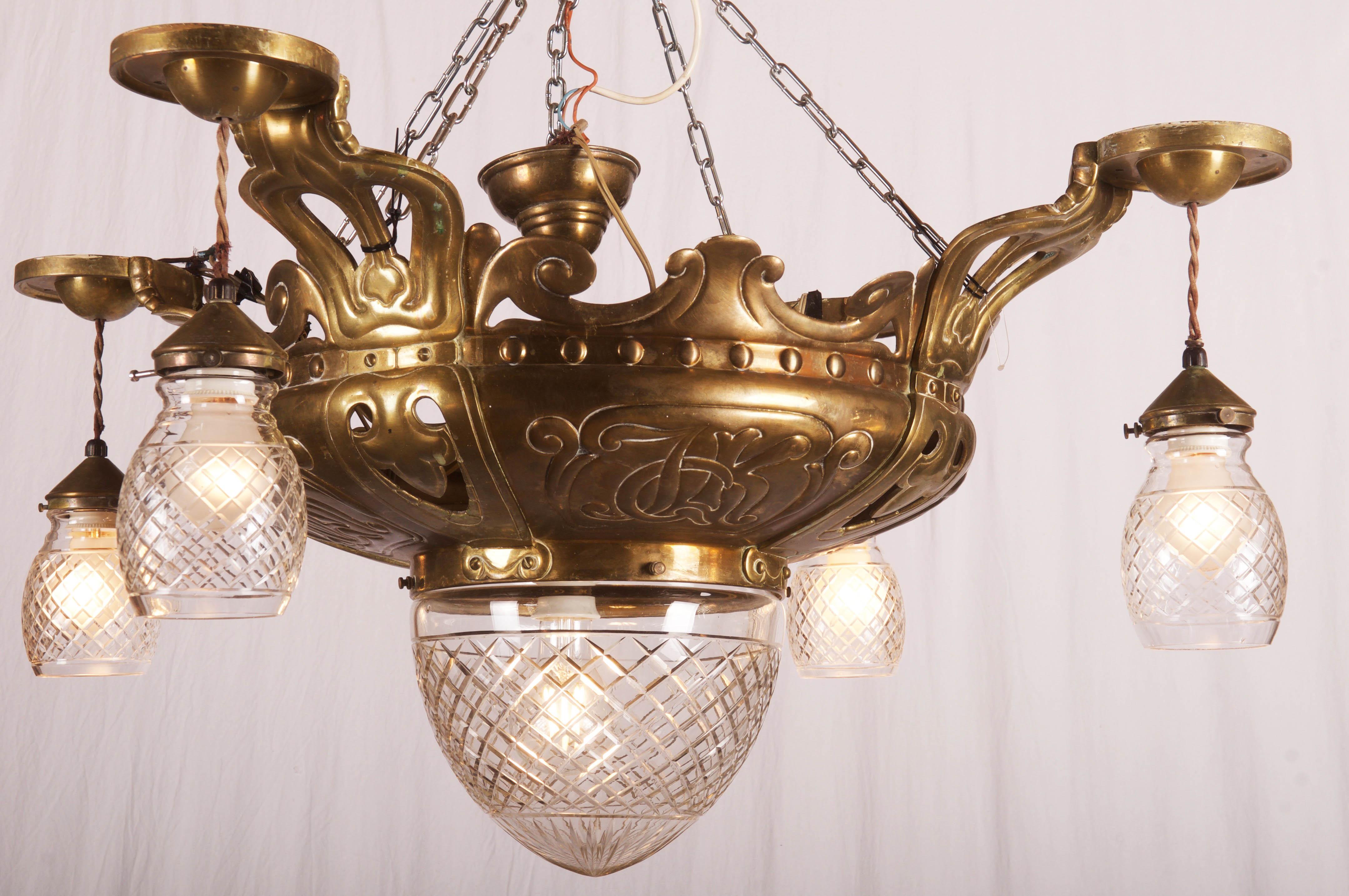Brass Art Nouveau Ceiling Lights Flush Mounth Lamp