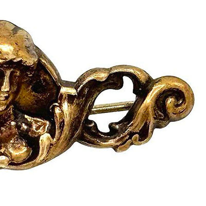 American Art Nouveau Celestial Nymph Female Cameo Brass Brooch For Sale