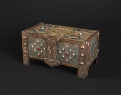 Art Nouveau Celtic Hound Casket Repoussé Box by Alfred Daguet