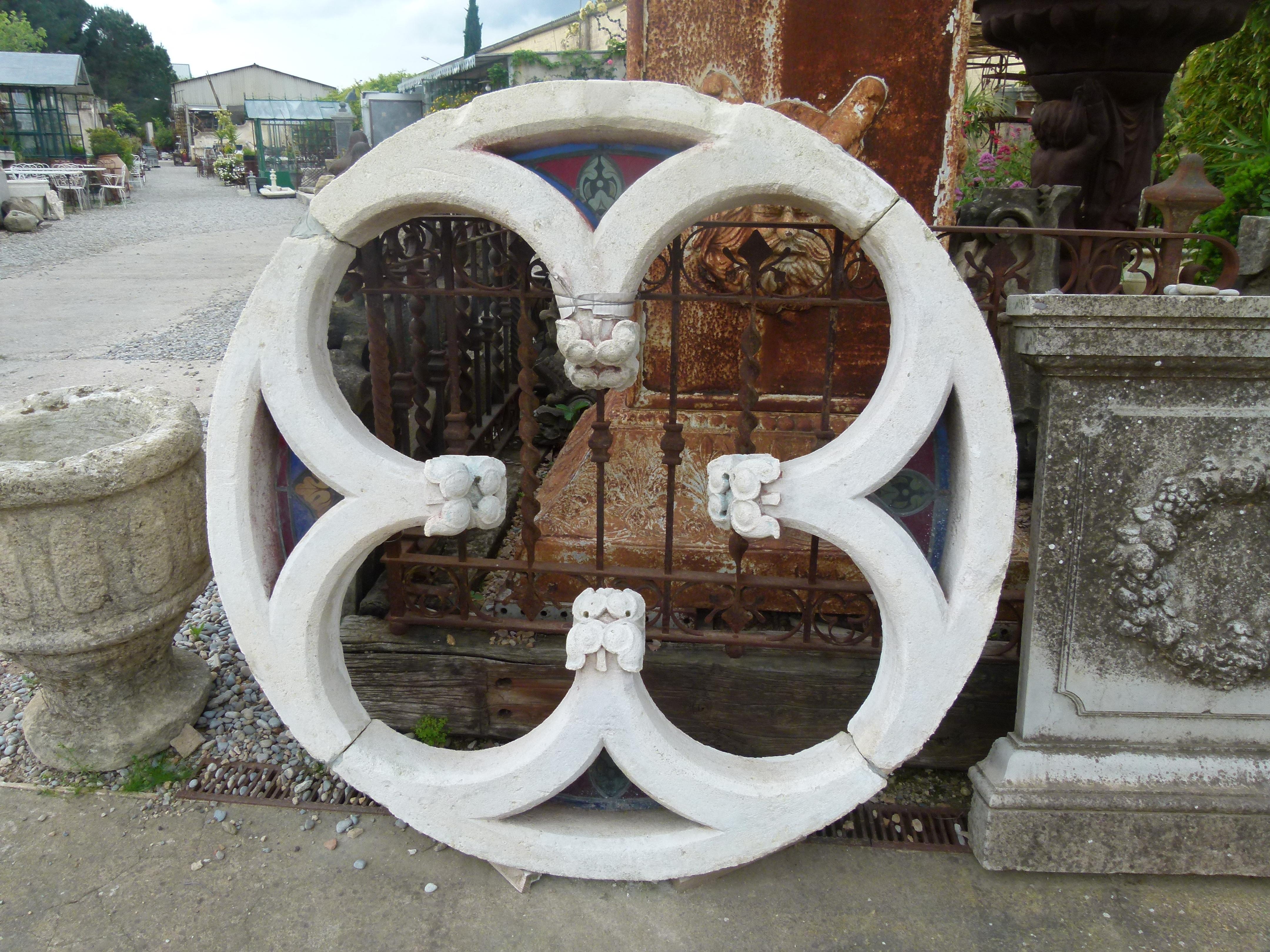 Art Nouveau Rose Window from France. On behalf, we can restore the window with the missing glass. 
This Rose Window will bring a very nice light to the space and will enhance the Facade of your building.