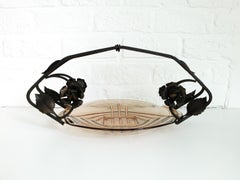 Art Nouveau Centerpiece forged steel & glass Presentation bowl, Czechoslovakia