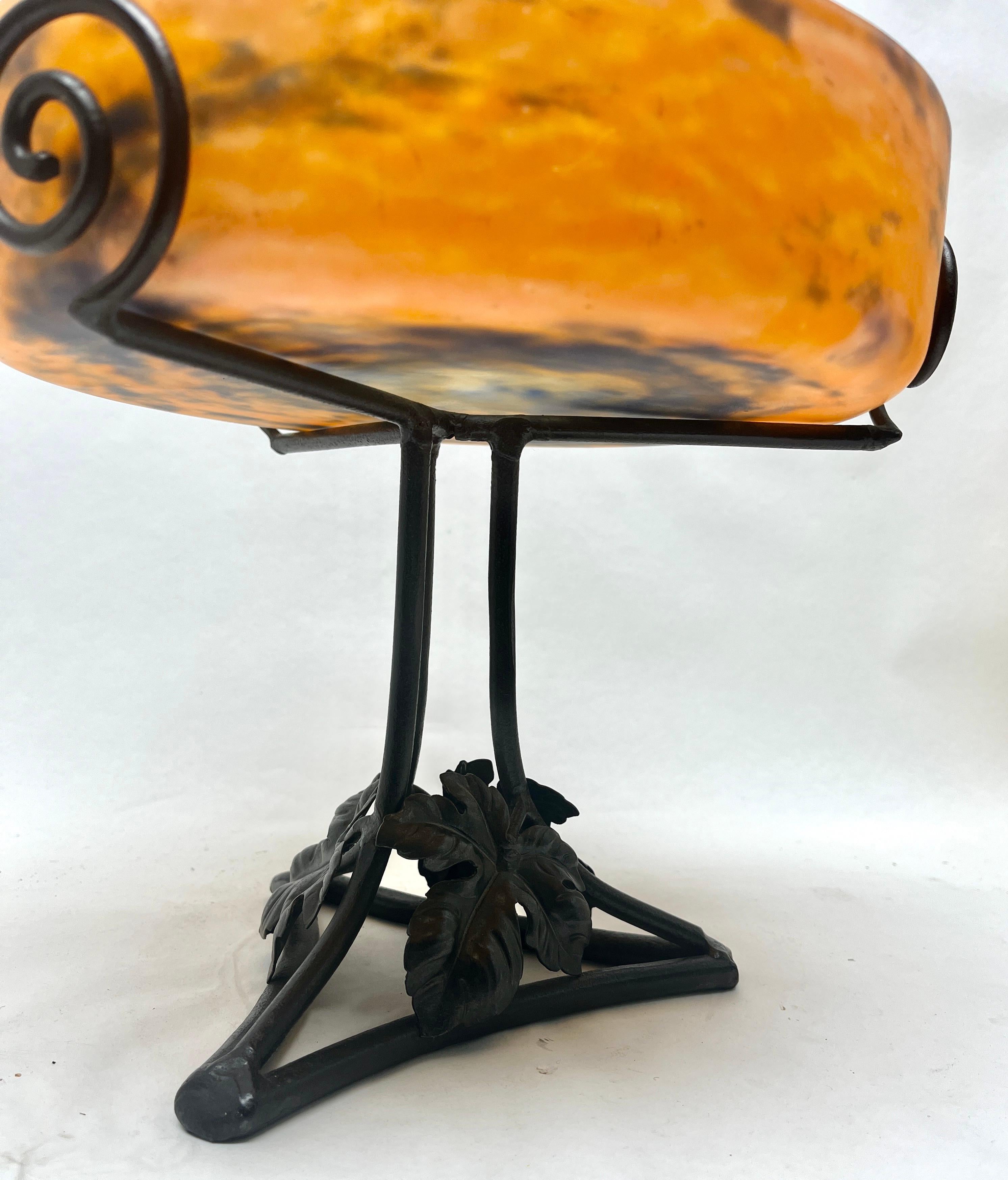Art Nouveau Centrepiece Signed by Lorrain Nancy France Wrought Iron For Sale 5