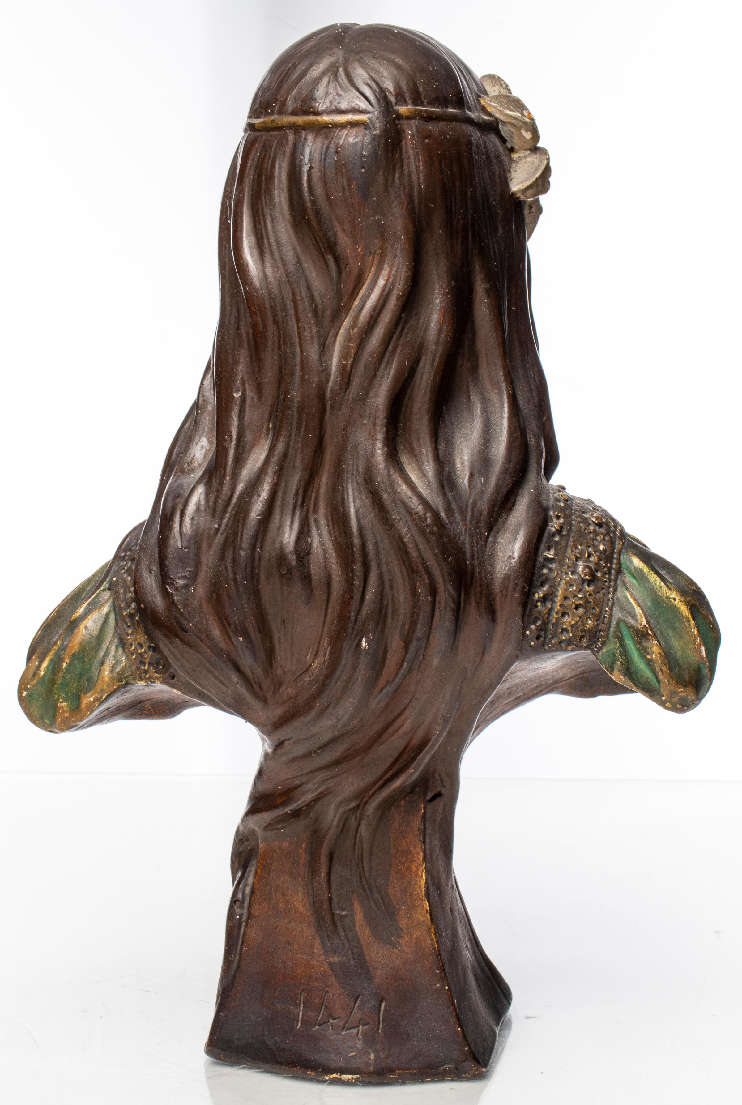 20th Century Art Nouveau Ceramic Bust of a Maiden