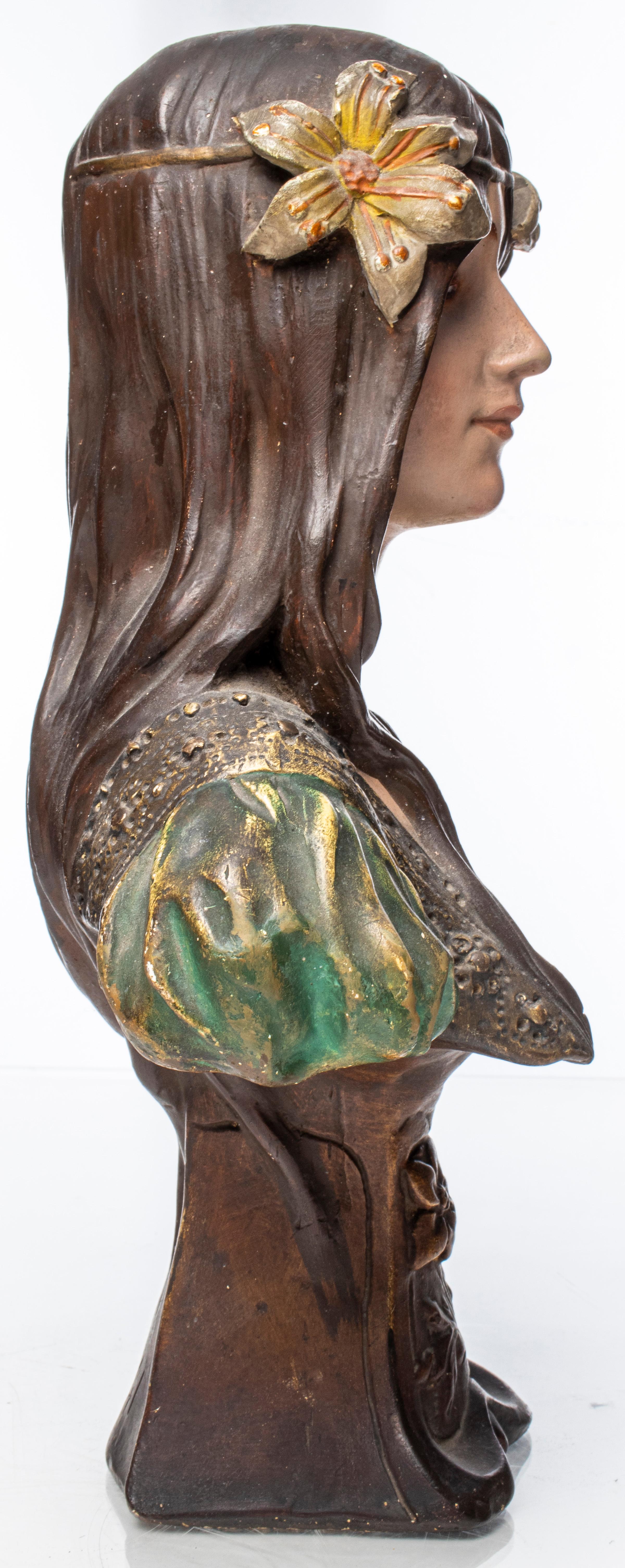 Art Nouveau Ceramic Bust of a Maiden 1