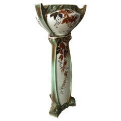 Art Nouveau Ceramic Cachepot and its Column, 1900s