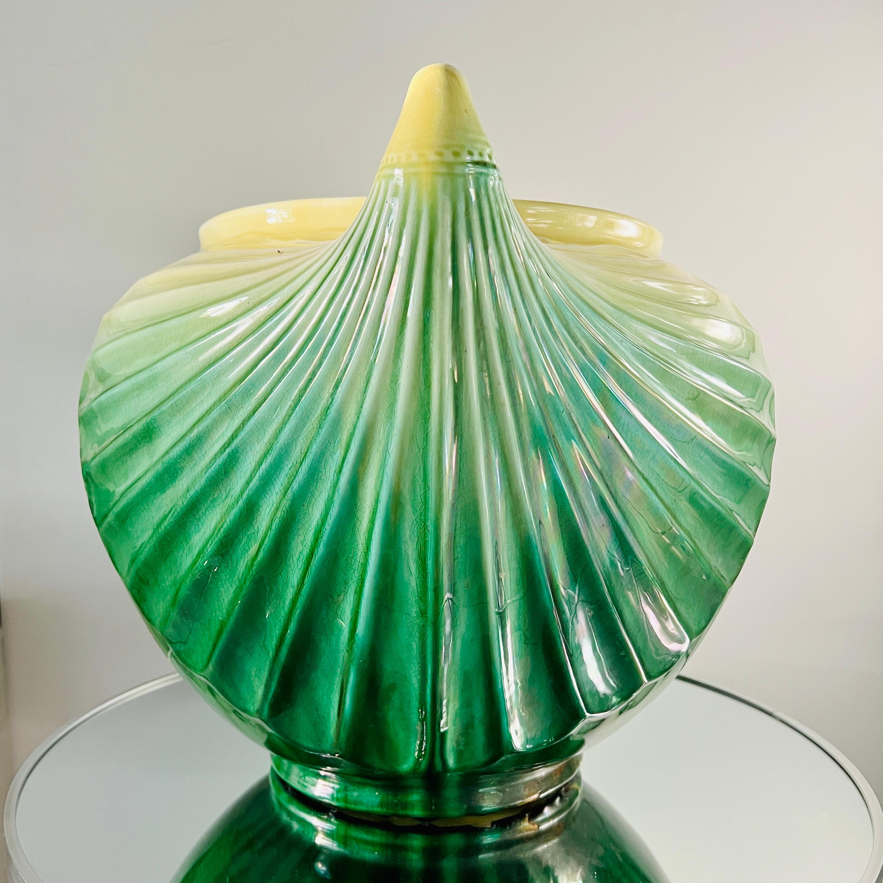 Art Nouveau Ceramic Cachepot in Green and Yellow by SCI Laveno, Italy c. 1910 4