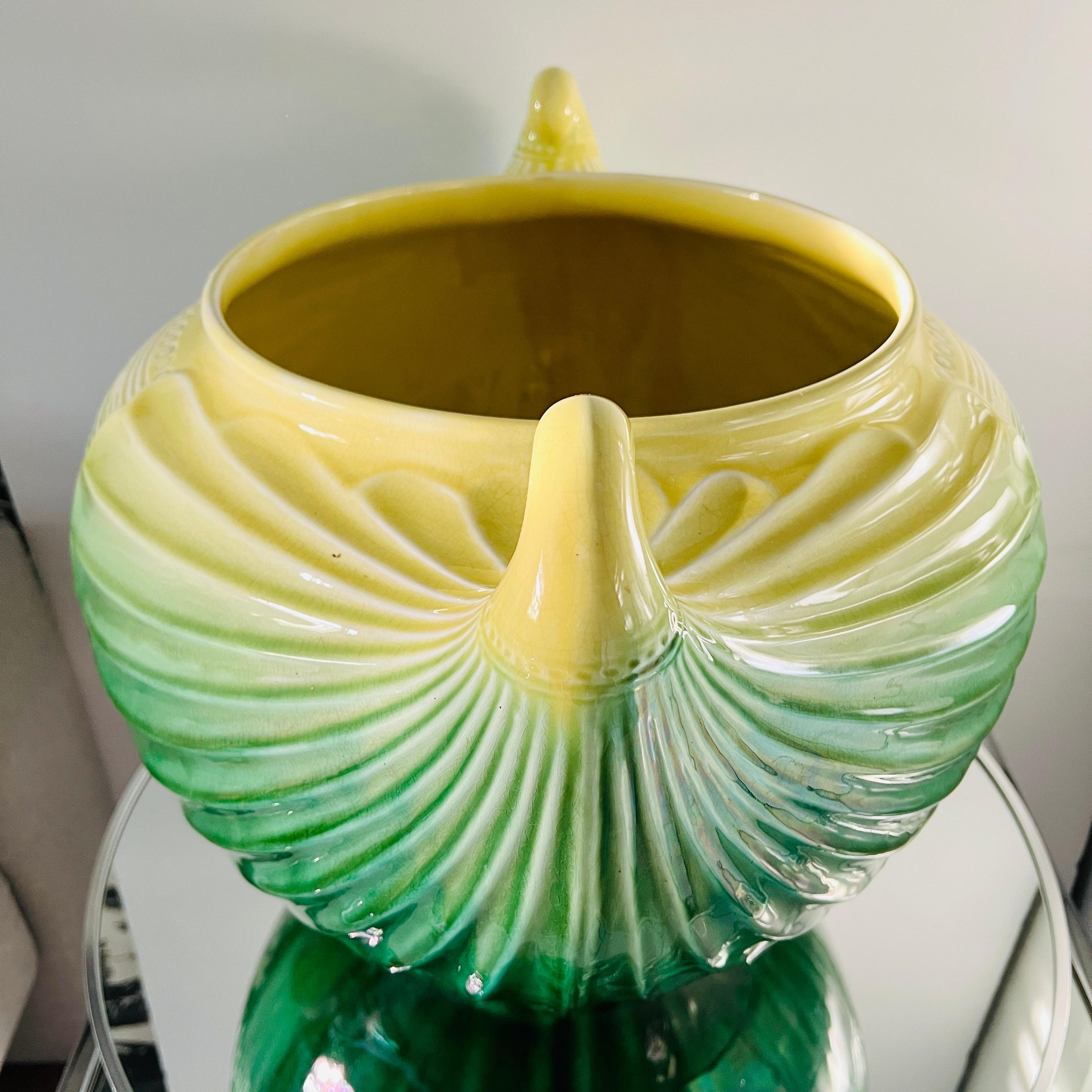 Art Nouveau Ceramic Cachepot in Green and Yellow by SCI Laveno, Italy c. 1910 3