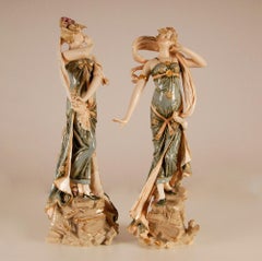 Art Nouveau Ceramic Figurines Rstk Amphora Austria Turn Teplitz