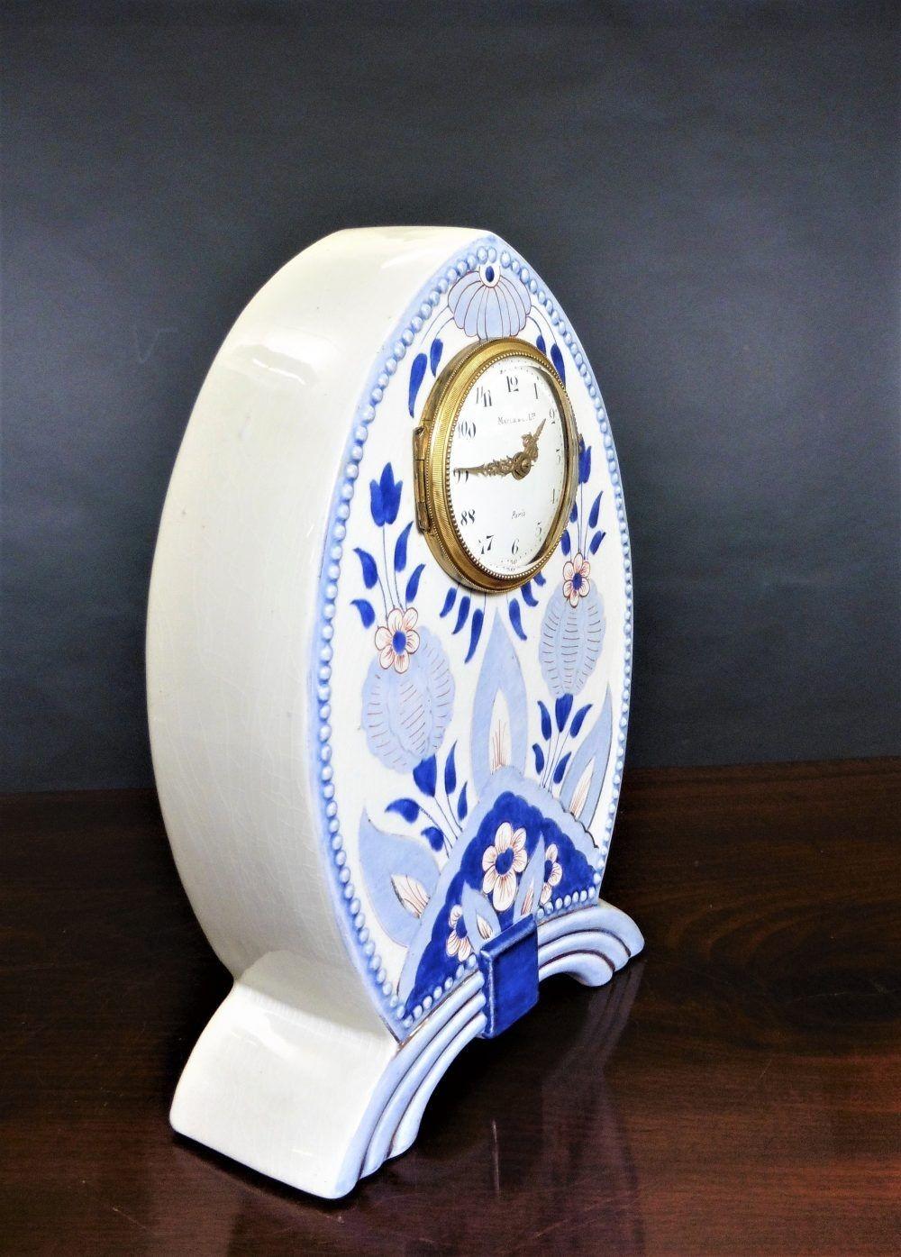 Horloge de cheminée en céramique Art Nouveau Bon état - En vente à Norwich, GB