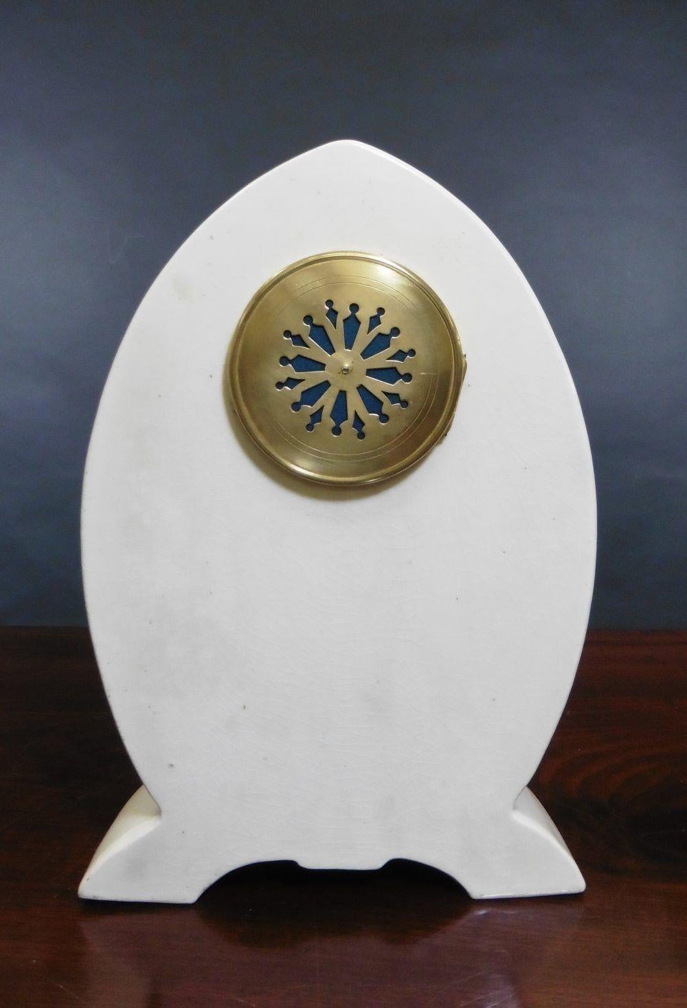 Art Nouveau Ceramic Mantel Clock For Sale 2