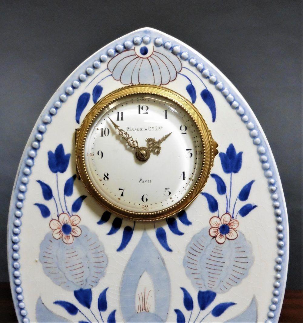 Art Nouveau Ceramic Mantel Clock For Sale 3