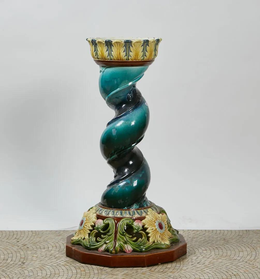 French art nouveau ceramic pedestal  circa 1900 For Sale