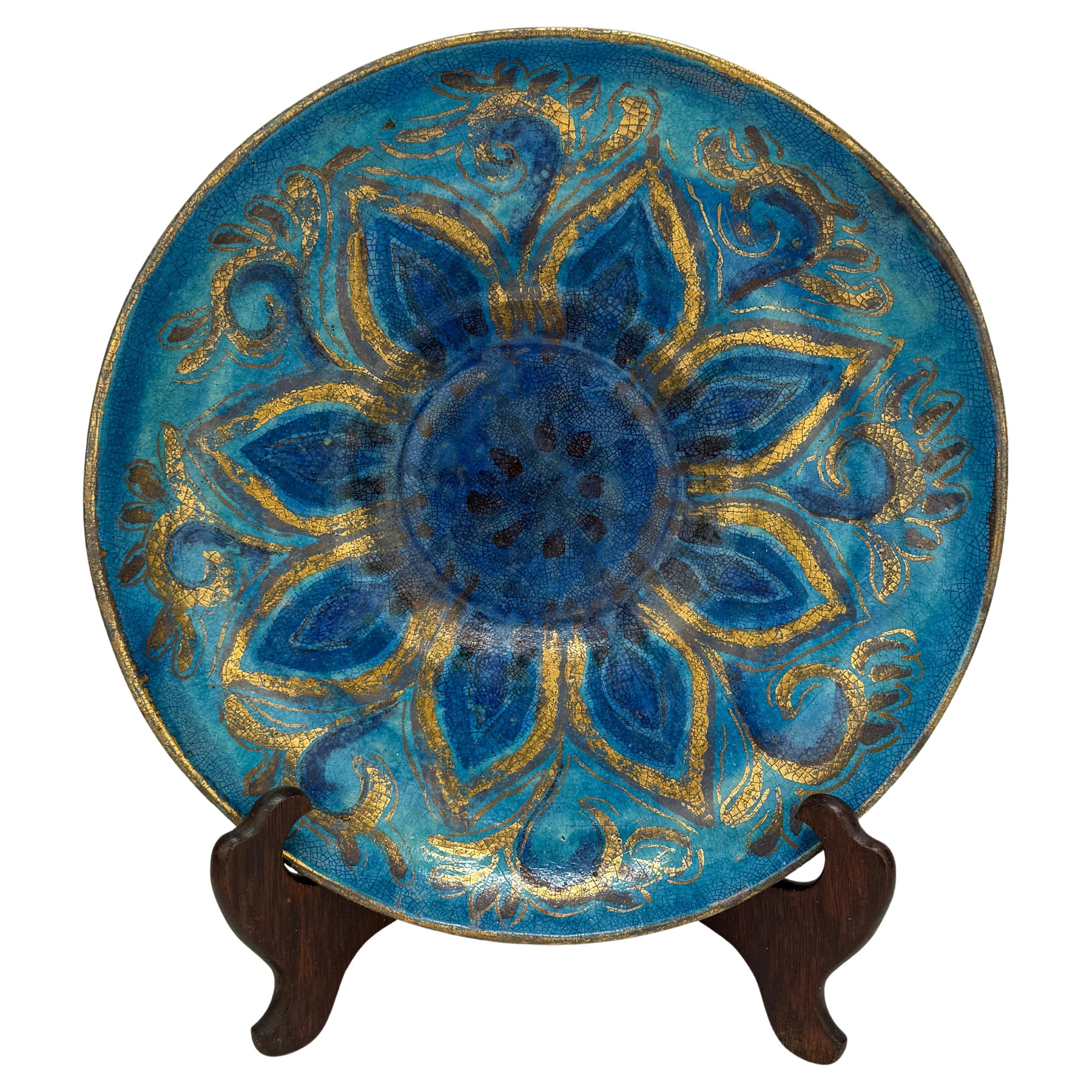 Art Nouveau Ceramic Sunflower Platter by Edith Varian Cockcroft C. 1930 For Sale