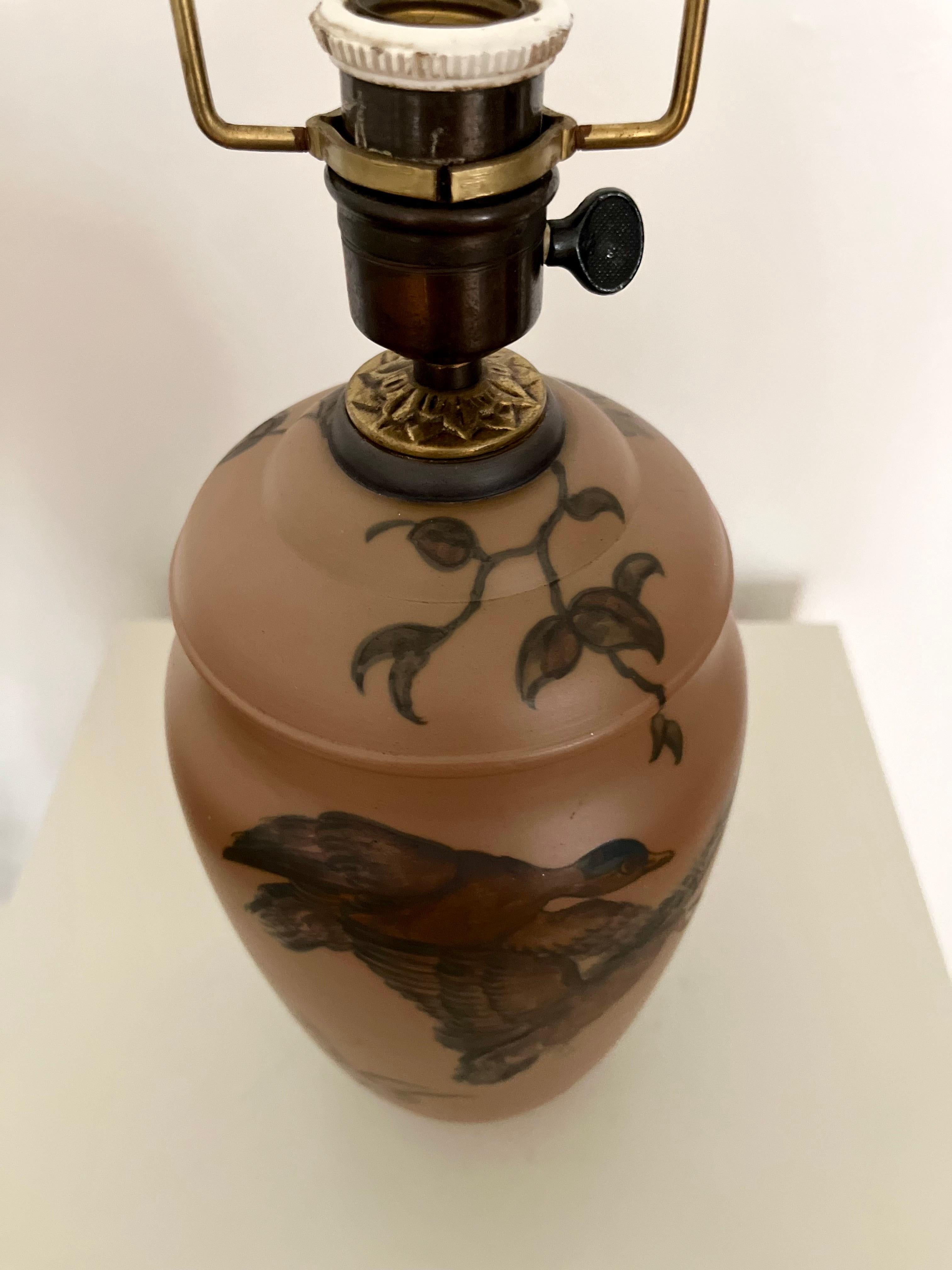 Lampe de table en céramique Art Nouveau décorée à la main par L. Hjorth, Danemark, années 1930 en vente 2