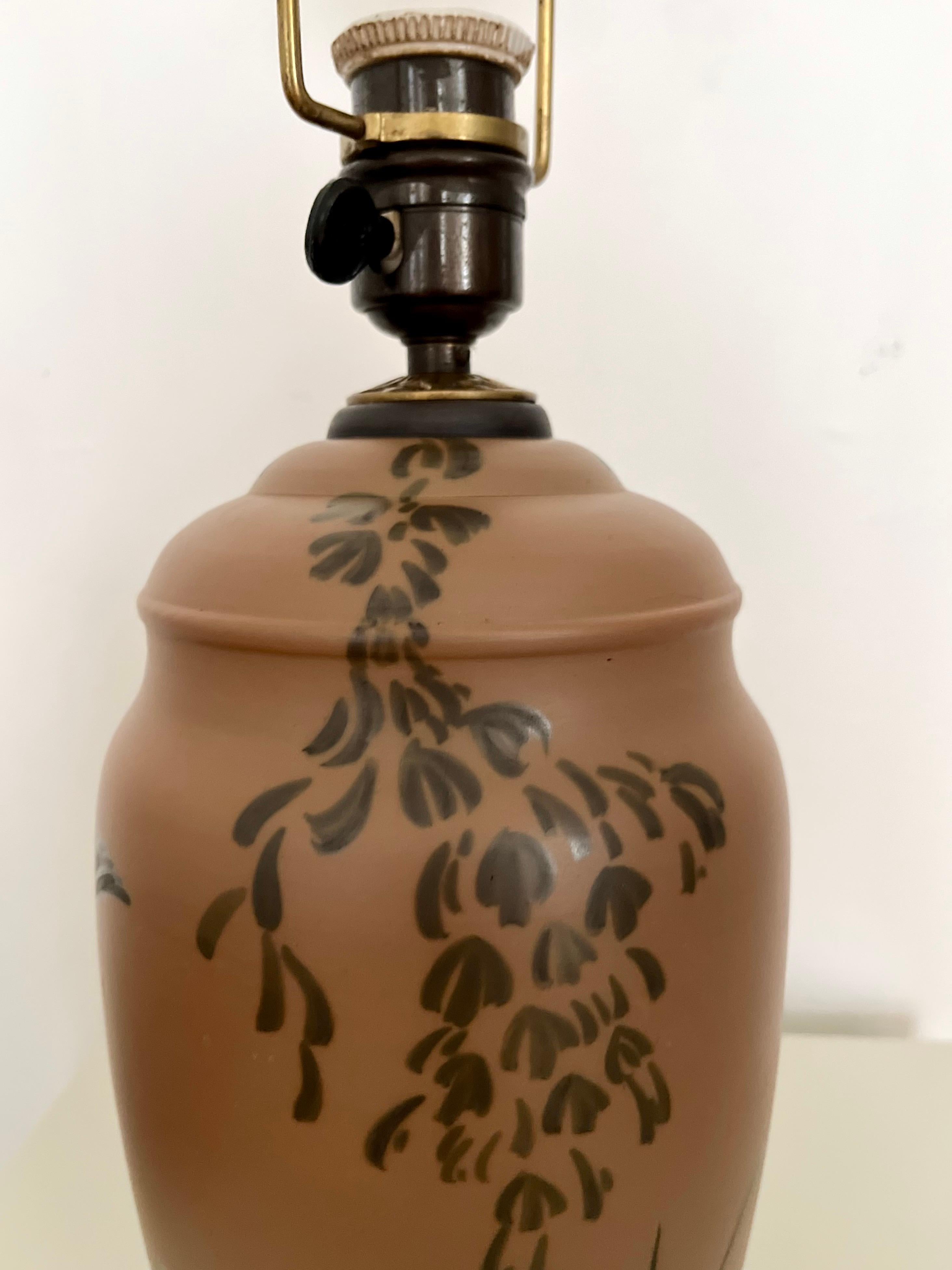 Lampe de table en céramique Art Nouveau décorée à la main par L. Hjorth, Danemark, années 1930 en vente 6