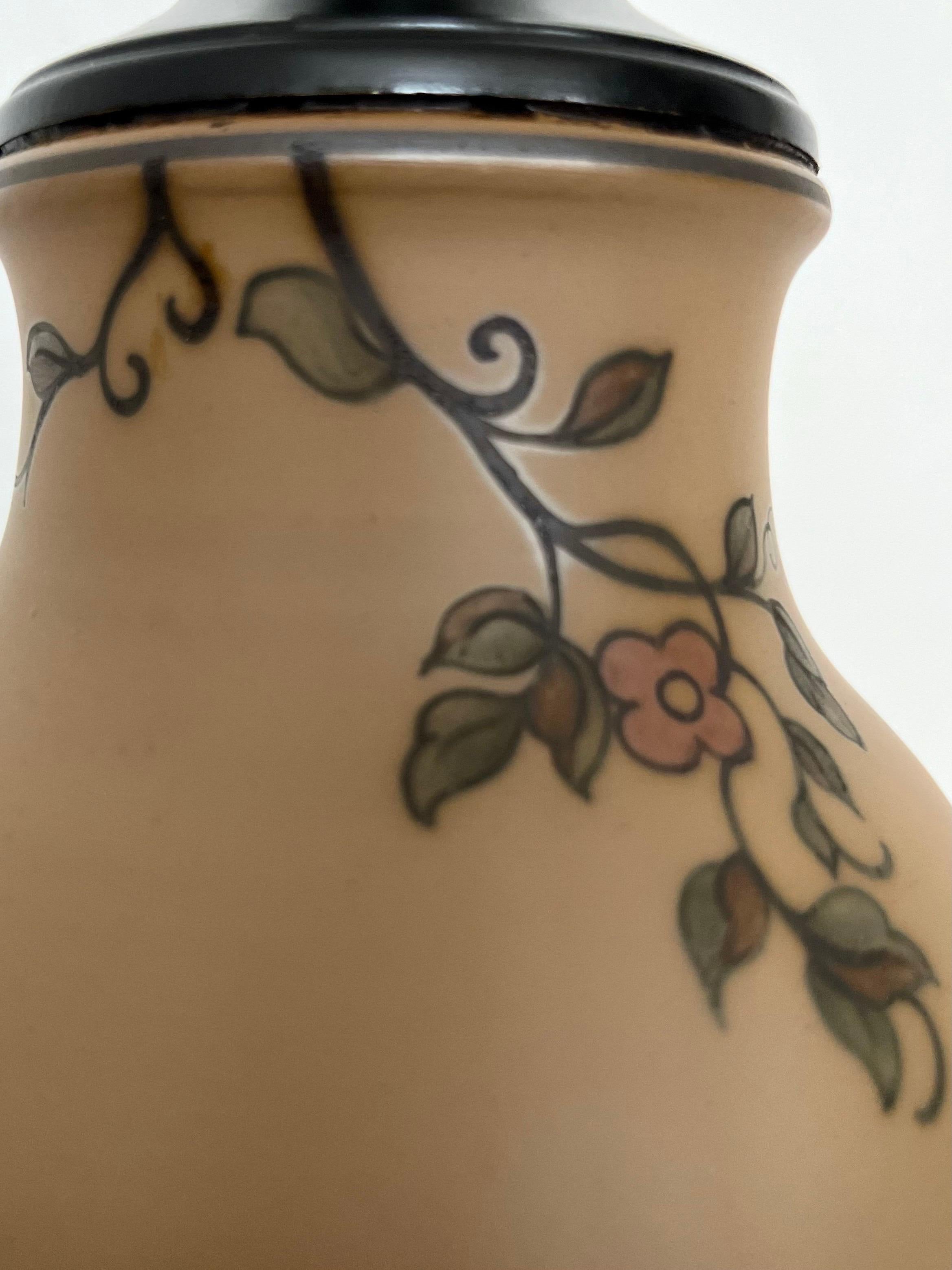 Art Nouveau Ceramic Table Lamp Hand Decorated by L. Hjorth, Denmark, 1930s For Sale 8