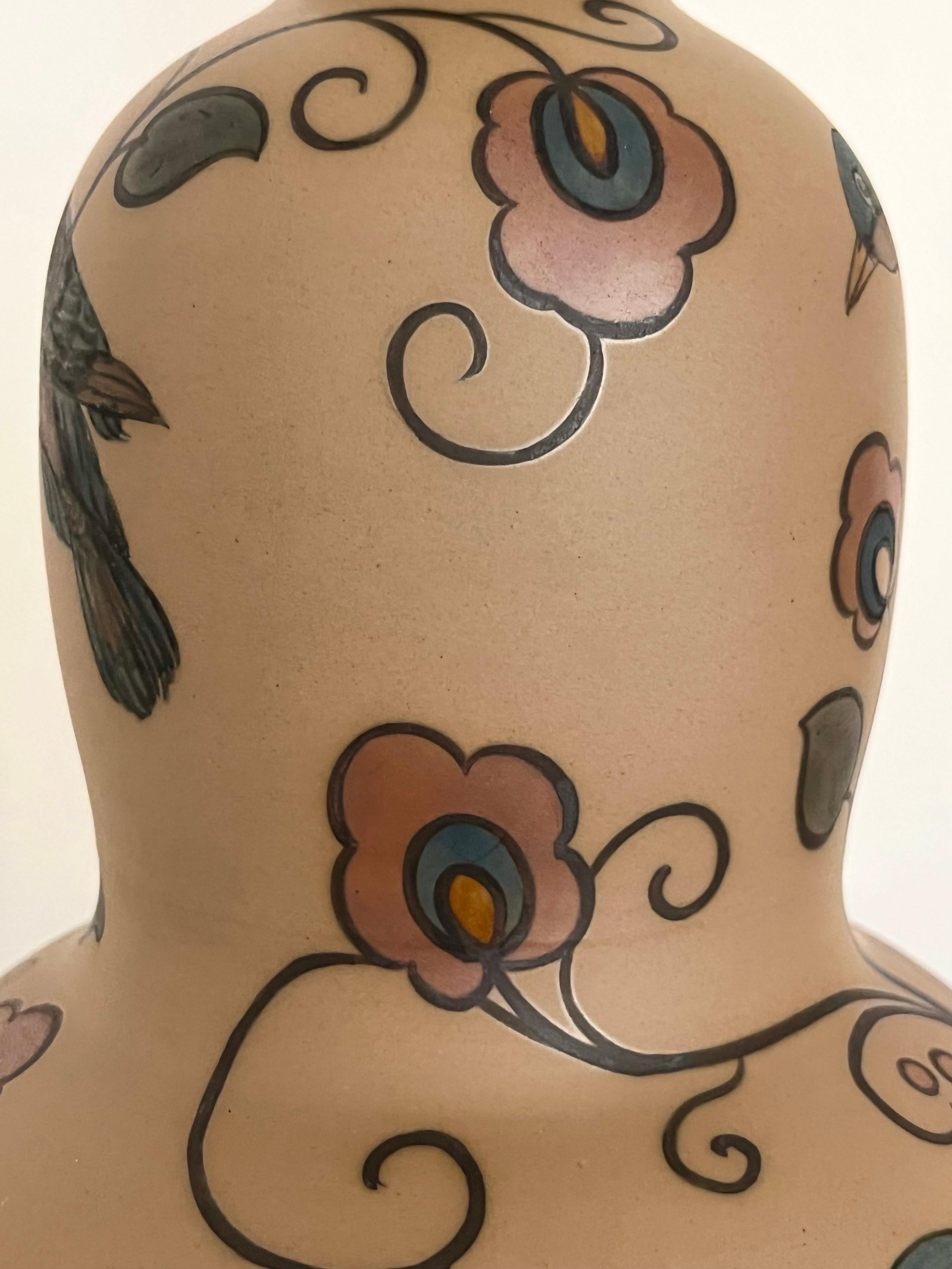Lampe de table en céramique Art Nouveau décorée à la main par L. Hjorth, Danemark, années 1930 en vente 7