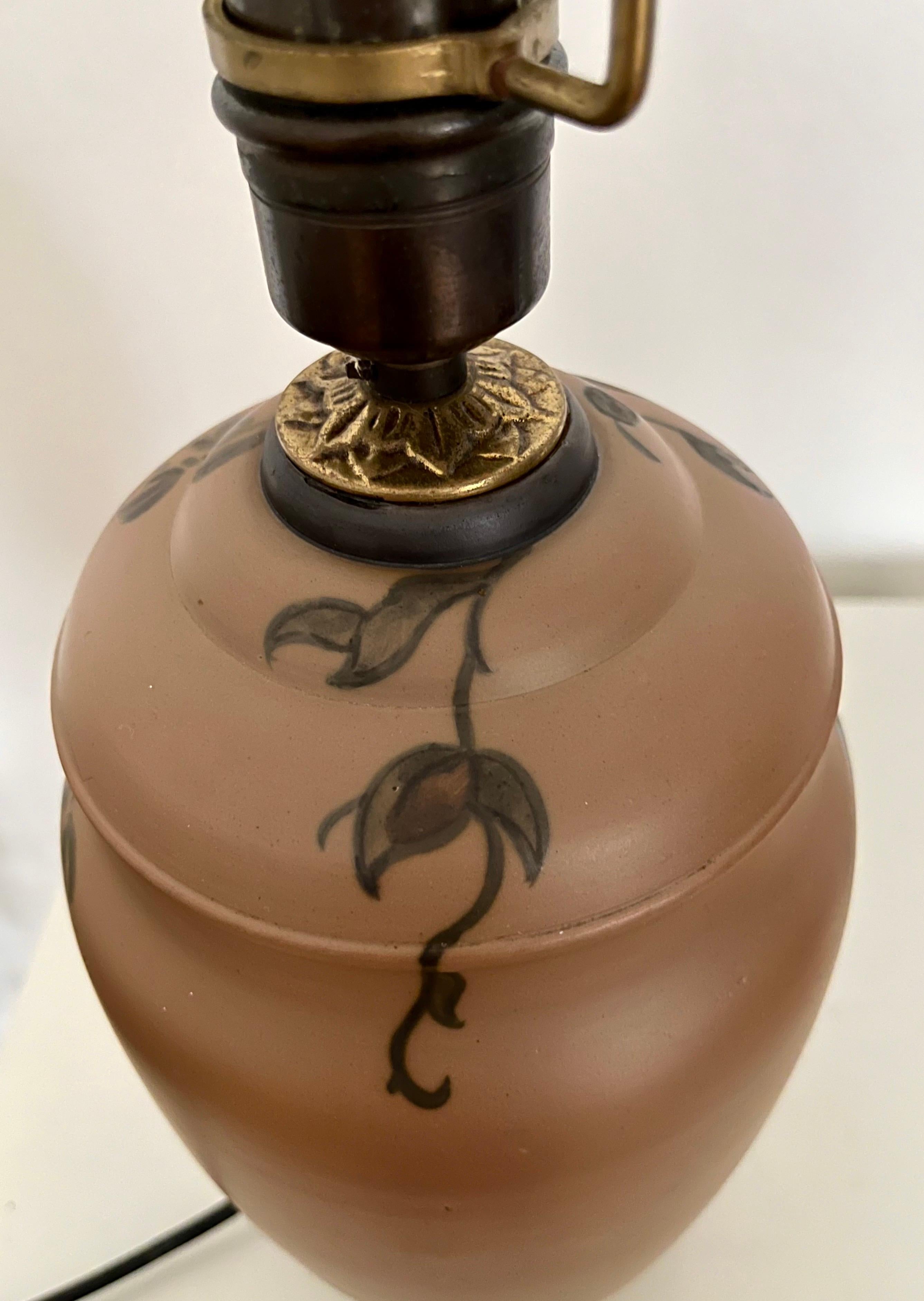 Lampe de table en céramique Art Nouveau décorée à la main par L. Hjorth, Danemark, années 1930 en vente 7