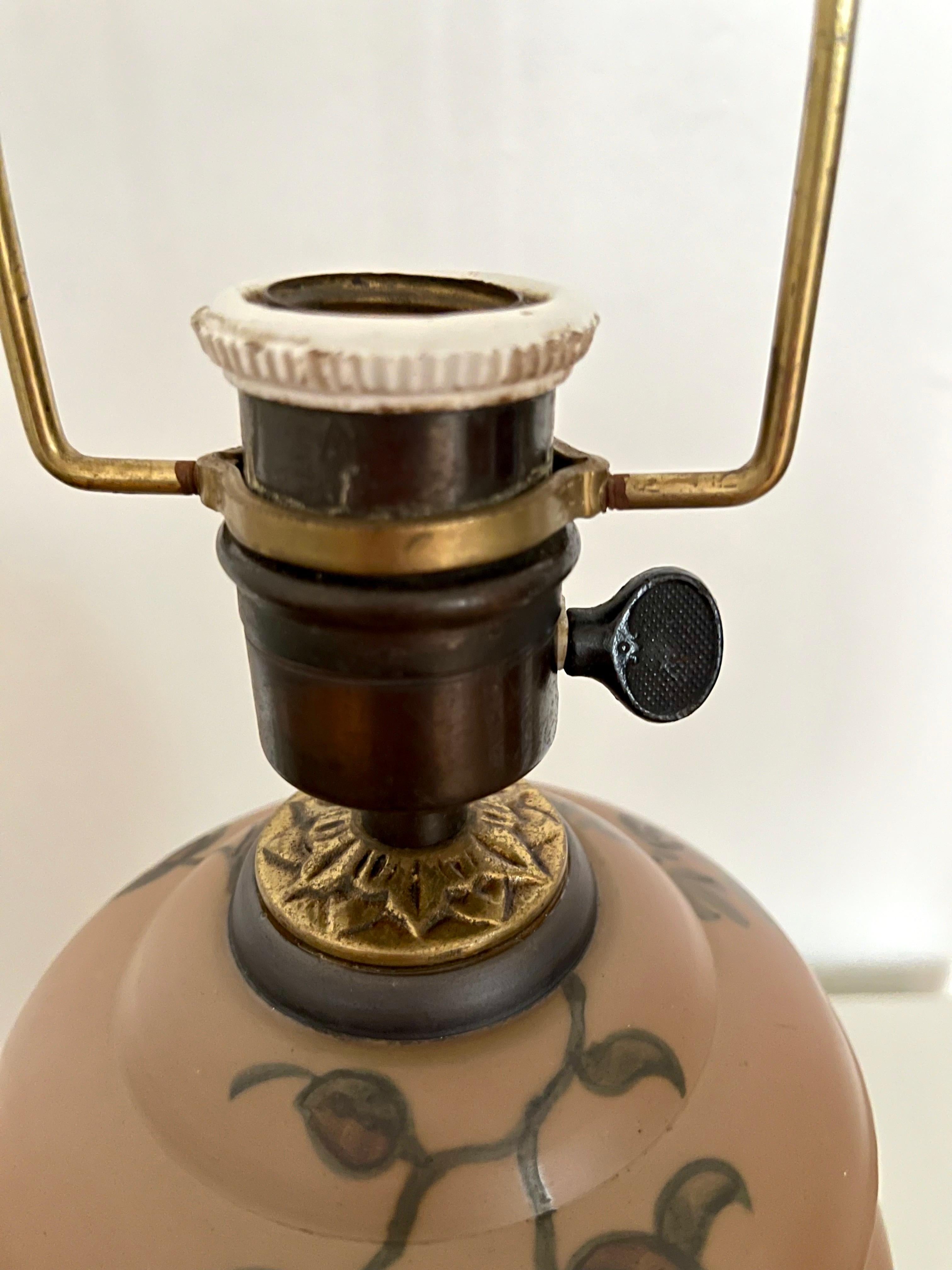Lampe de table en céramique Art Nouveau décorée à la main par L. Hjorth, Danemark, années 1930 en vente 8